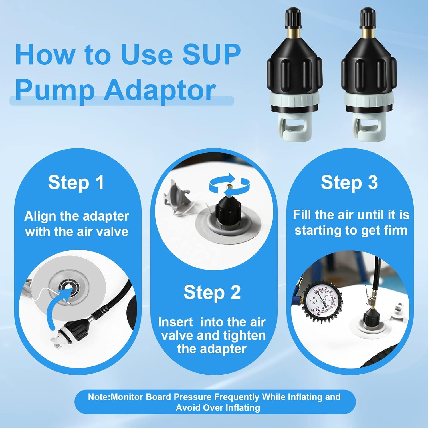 2Pcs Inflatable Boat SUP Pump Adapter, Premium Conventional Air Adapter, Sturdy SUP Air Adapter,Quickly Inflation and Strong Sealing SUP Pump Adapter, for Inflatable Boat, Paddleboard and Kayak. image number 6
