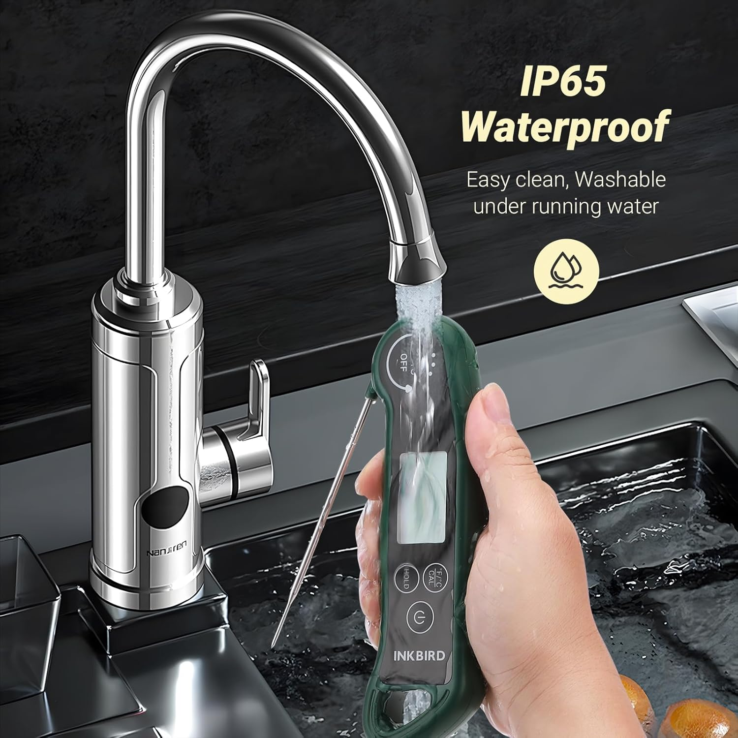 INKBIRD Instant Read Digital Meat Thermometer RHT-11K Portable Food Thermometer with 0.5 Sec Fast Reading IP65 Waterproof for Kitchen Cooking BBQ Baking Deep Frying Home Brewing image number 6