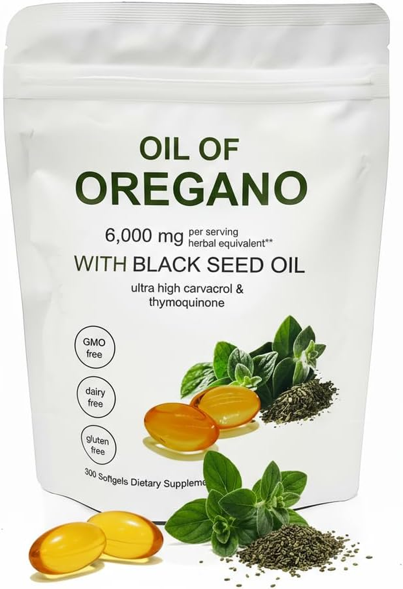 Oil of Oregano Softgels 6000Mg per Serving, 2 in 1 Formulated with Black Seed Oil 200Mg, 4X Strength Carvacrol & Thymoquinone | Plant Based, Non-Gmo & Immune Support (300 Softgels) image number 3