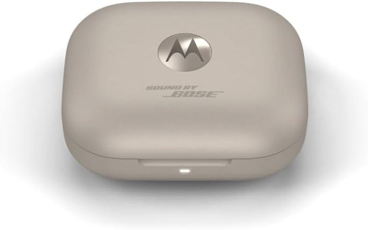 Motorola Moto Buds+ Stone, Sound by Bose, Buds Plus, Wireless Headphones, Active Noise Cancellation, Dolby Head Tracking&trade; Compatible, Dolby Atmos, Water-Repellent Design, Triple Microphones image number 3