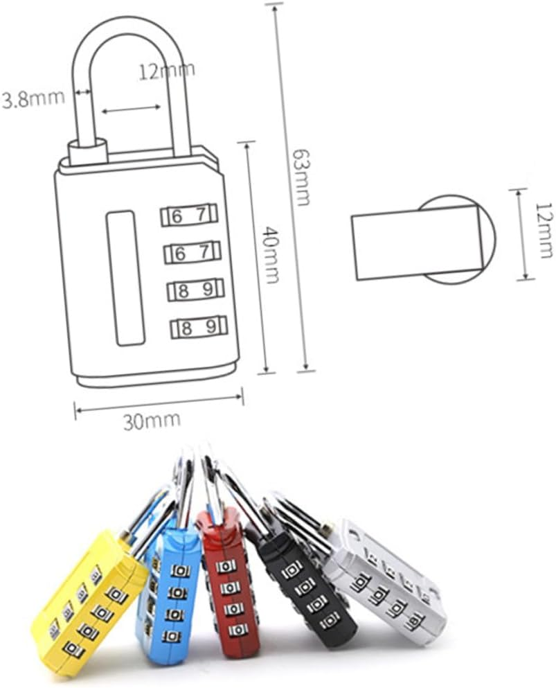Outanaya 5Pcs Digit Alloy Combination Padlocks for Luggage Suitcase Backpack Cabinet Multi-Purpose Password Locks for Travel and Storage Security image number 5