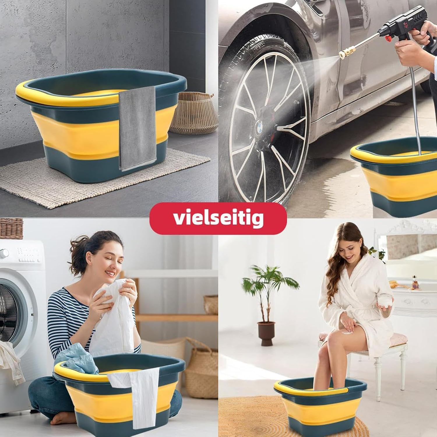 Portable Foot Bath - Foldable Foot Bath Basin 15L - Portable Foot Spa Bucket Foot Soak with Handle for Camping, Travel, Laundry Borato image number 1