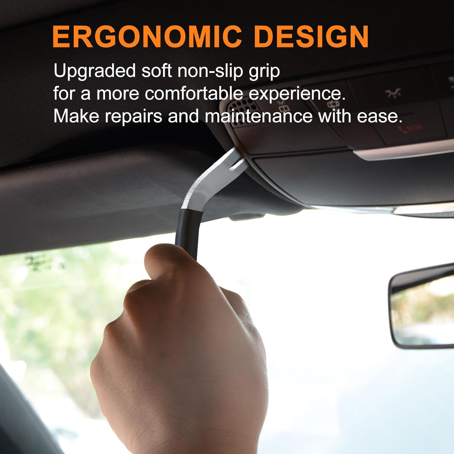 6Pcs Metal Trim Removal Tool, Auto Pry Tool Kit Trim Removal Tool Set for Vehicle Door Panel (Black) image number 4