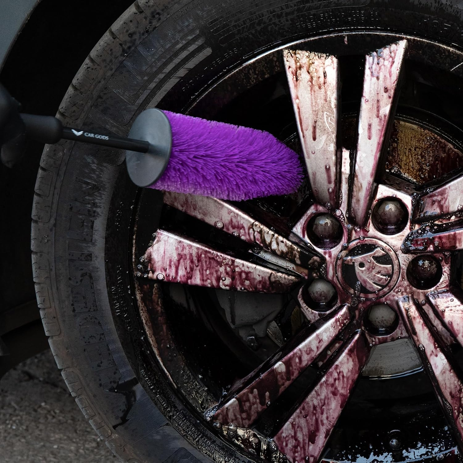 Car Gods Barrel Wheel Brush - Removes Dirt, Grime, Brake Dust, Long Reach, Scratchless Results