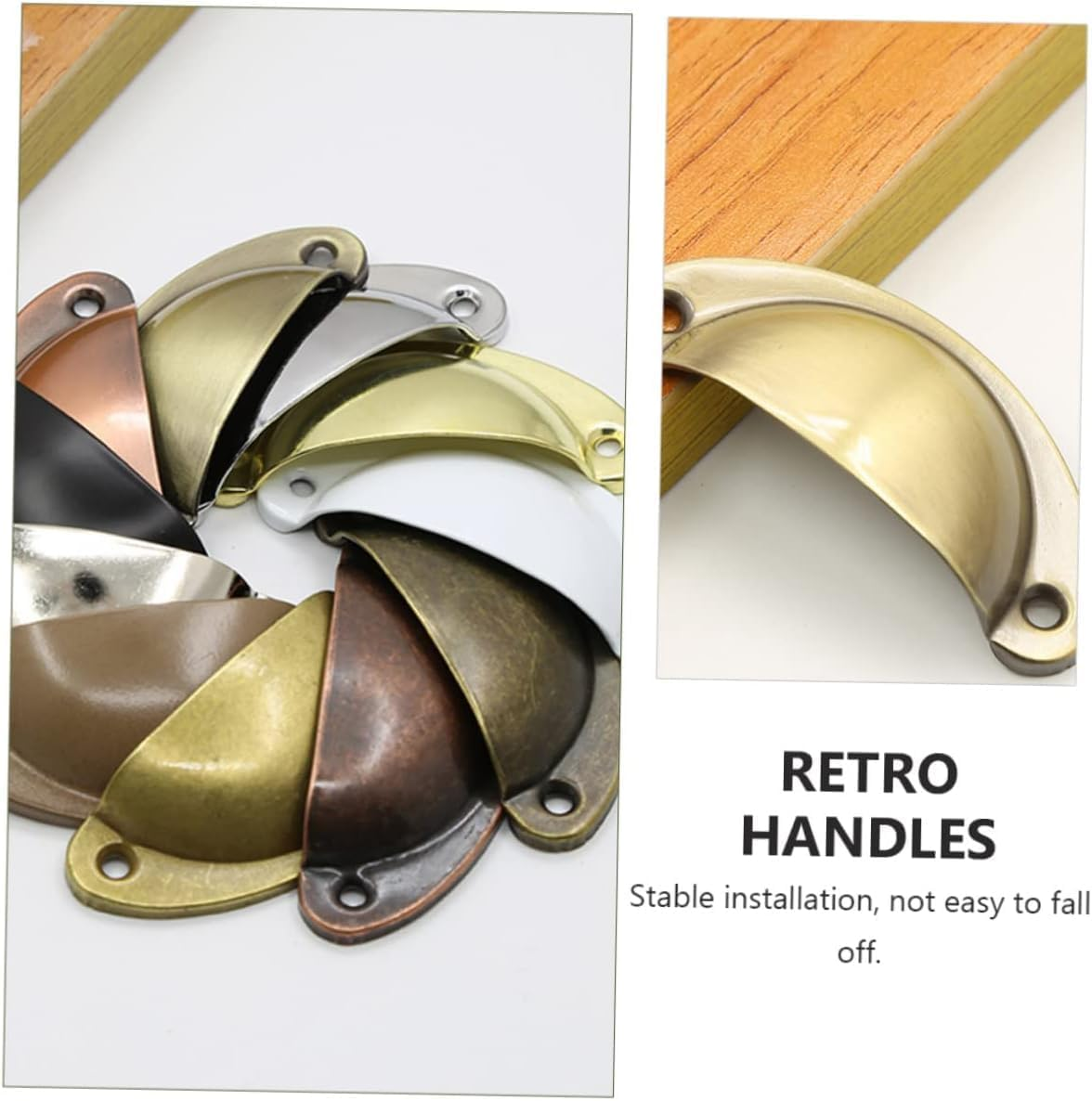 Fokmuaex 12Pcs Semi-Circular Hampton Style Shell-Designed Drawer Knobs - Easy to Install Furniture Hardware for Cabinets, Drawer Pulls & DIY Replacement Accessories image number 1