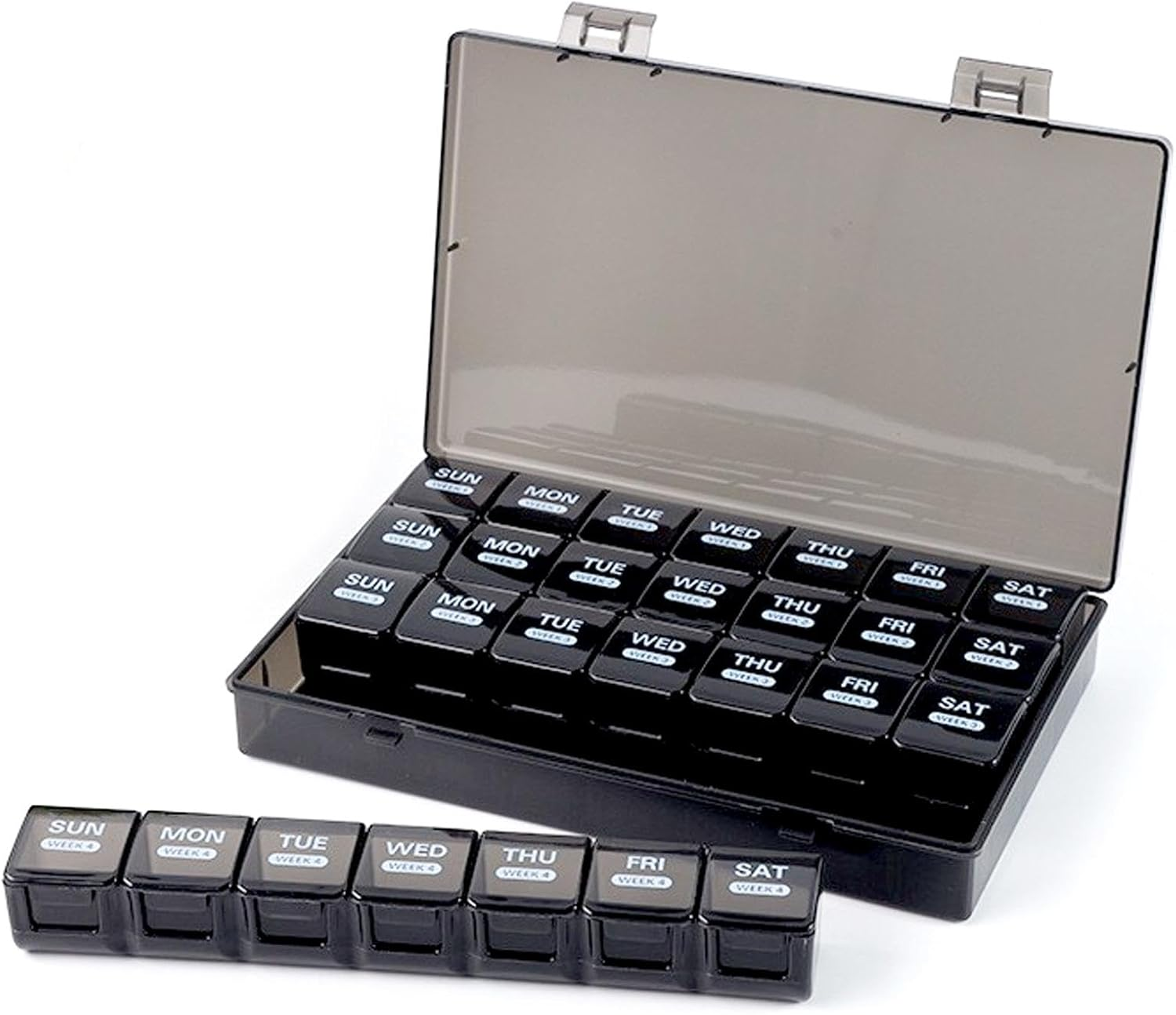 Monthly Pill Organizer,28 Day Pill Box,Large 4 Weeks One Month Pill Cases, Medicine Organizer Organized by Week with Dust-Proof Case for Fish Oils, Vitamins, Supplements