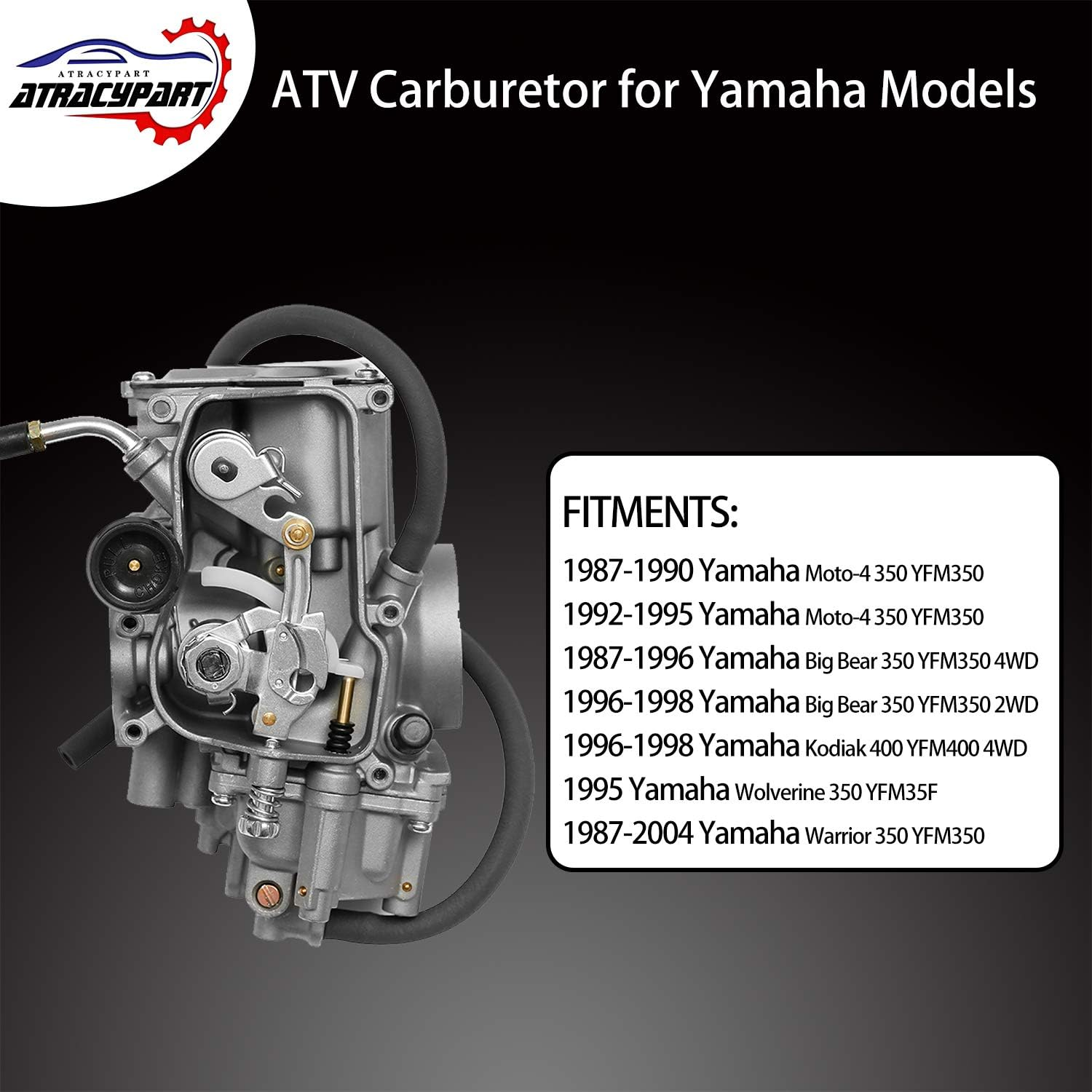 Carburetor Carb for ATV Yamaha 1987-1990 & 1992-1995 Moto-4 350 YFM350 | 1987-2004 Warrior 350 YFM350 | 1987-1998 Big Bear 350 YFM350 | 1996-1998 Kodiak 400 YFM400 | 1995 Wolverine 350 YFM35F image number 4