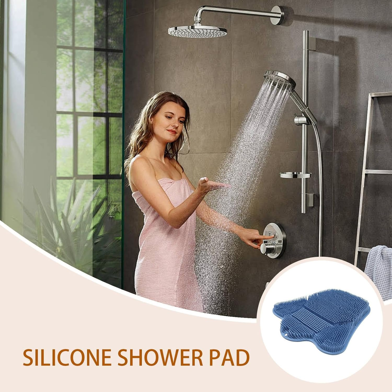 Suction Cup Foot Scrubbers | Silicone Foot Mat Shower Back Scrubber | Suction Cup Non-Slip Washer Scrub Pad Massage Tools for Dead Skin Heel Body Back Cleaning Tub Dorm Apartment - Blue image number 5