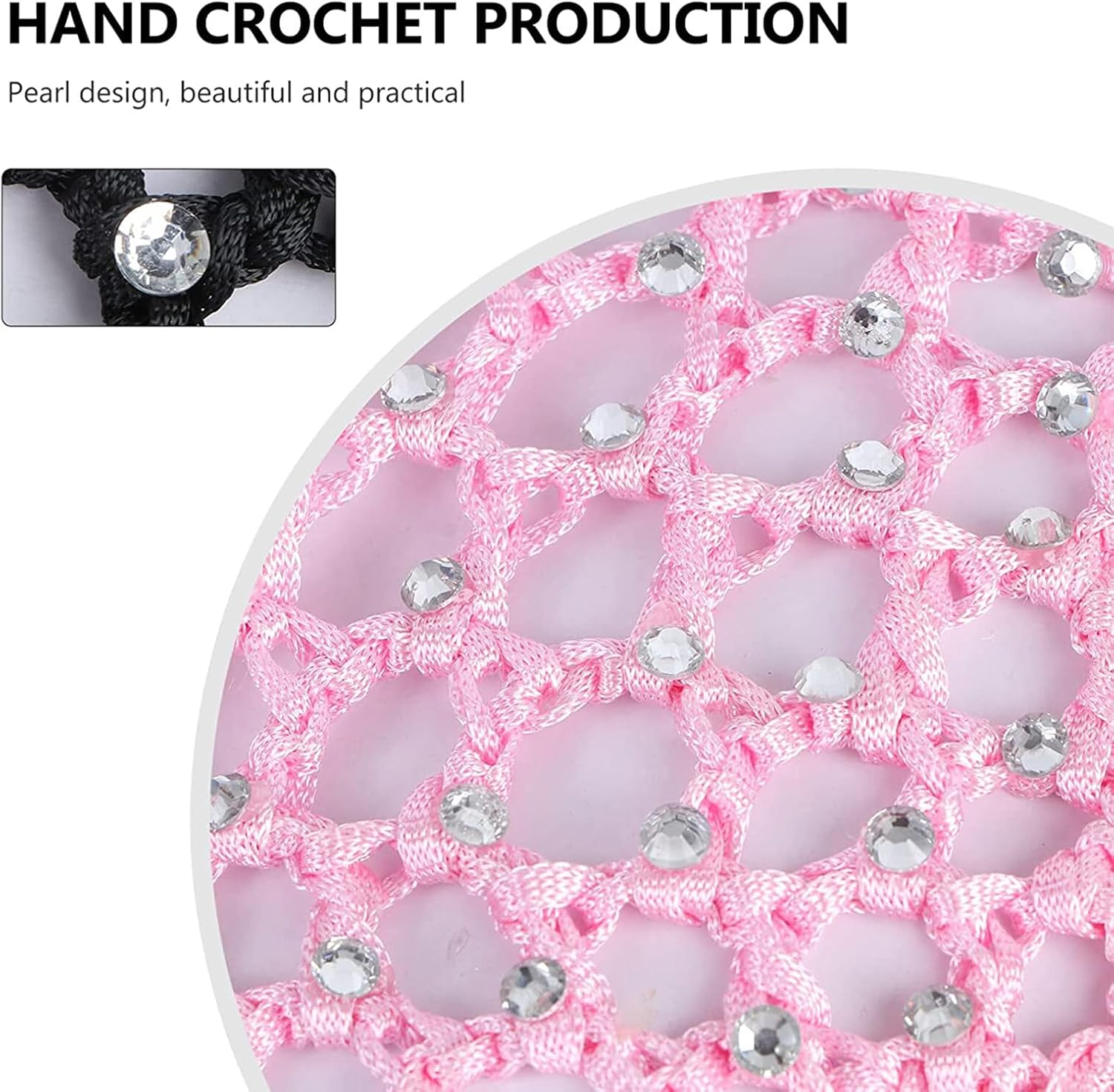 Hair Net Bun 12 Pieces Rhinestone Bun Cover Crystal Hair Net Bun Hair Net Set Hairstyle Aid Fabric Knot Net for Gymnastics Rhythmic Sports Gymnastics Ballet Figure Skating
