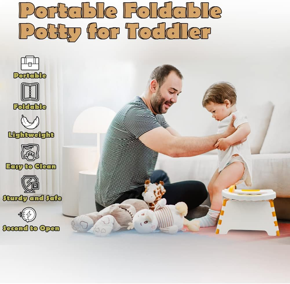 Portable Potty for Toddler Travel, Foldable Potty Training Seat with 60Pcs Trash Bag and Storage Bag, Toddler Potty Chair Seat for Home, Car, Outdoor Travel, Picni (Orange) image number 3