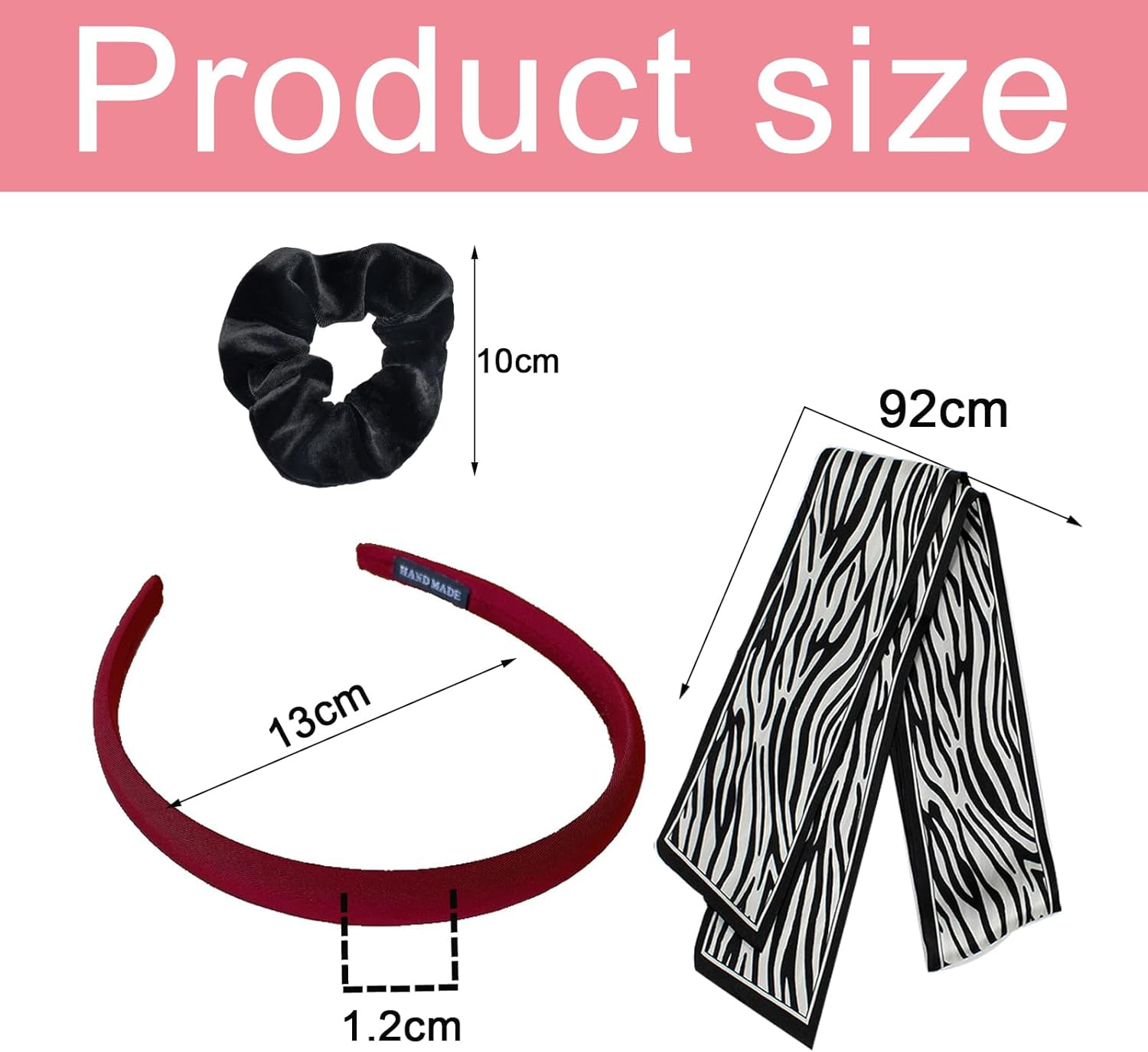 DHWEKU Headband, Vintage Hair Band, Headband Knot Warp, Wide Retro Headband Hair Band, Fabric Headband for Women Girls Deliveries, with Elastic Bands and Hair Bands, 3-Piece Set image number 6