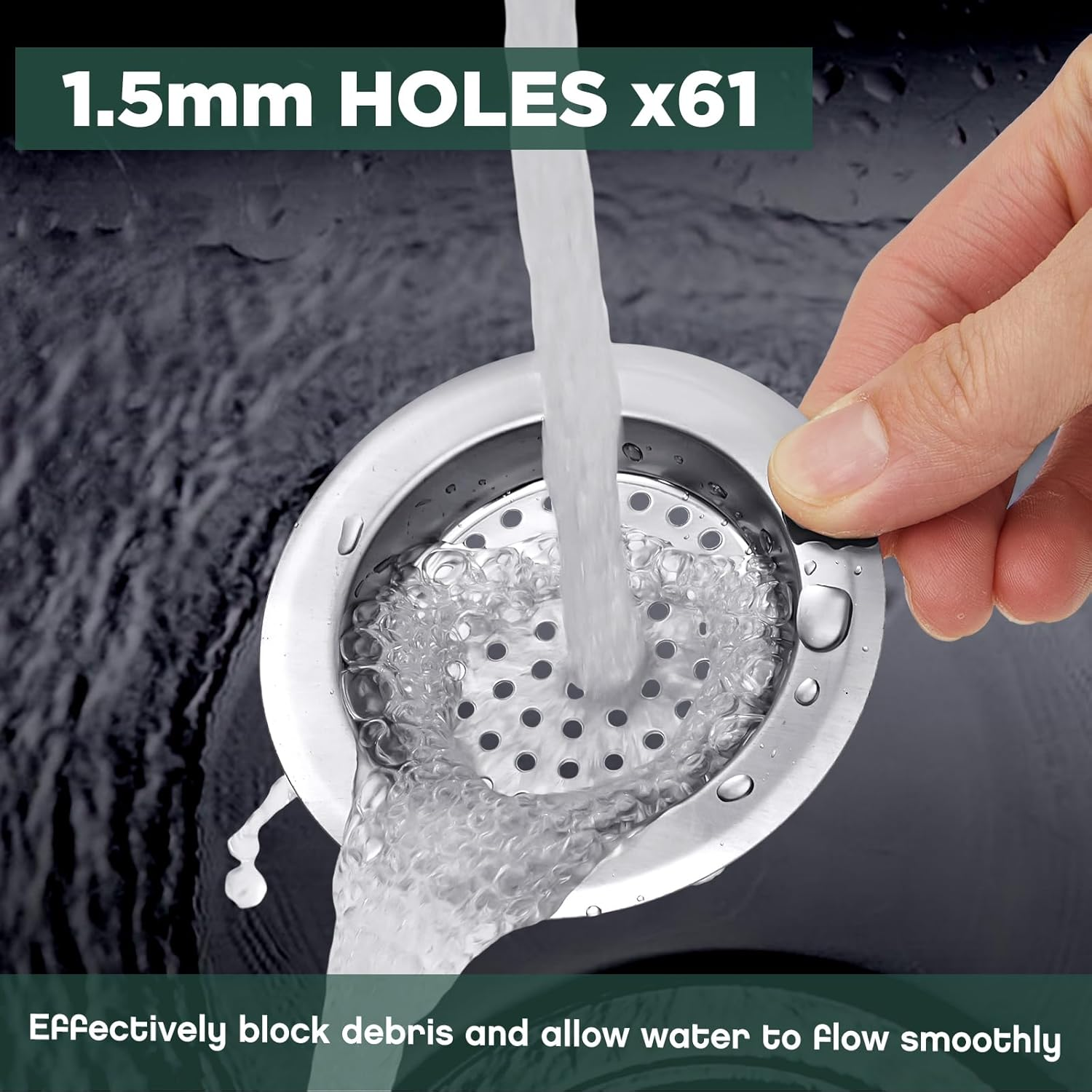 Flutesan 4 Pcs 7.5 Cm /3 Inch Sink Strainer, Kitchen Stainless Steel Sink Drain Strainer, Dishwasher Safe, Inner Diameter 5.2 Cm /2 Inch image number 4