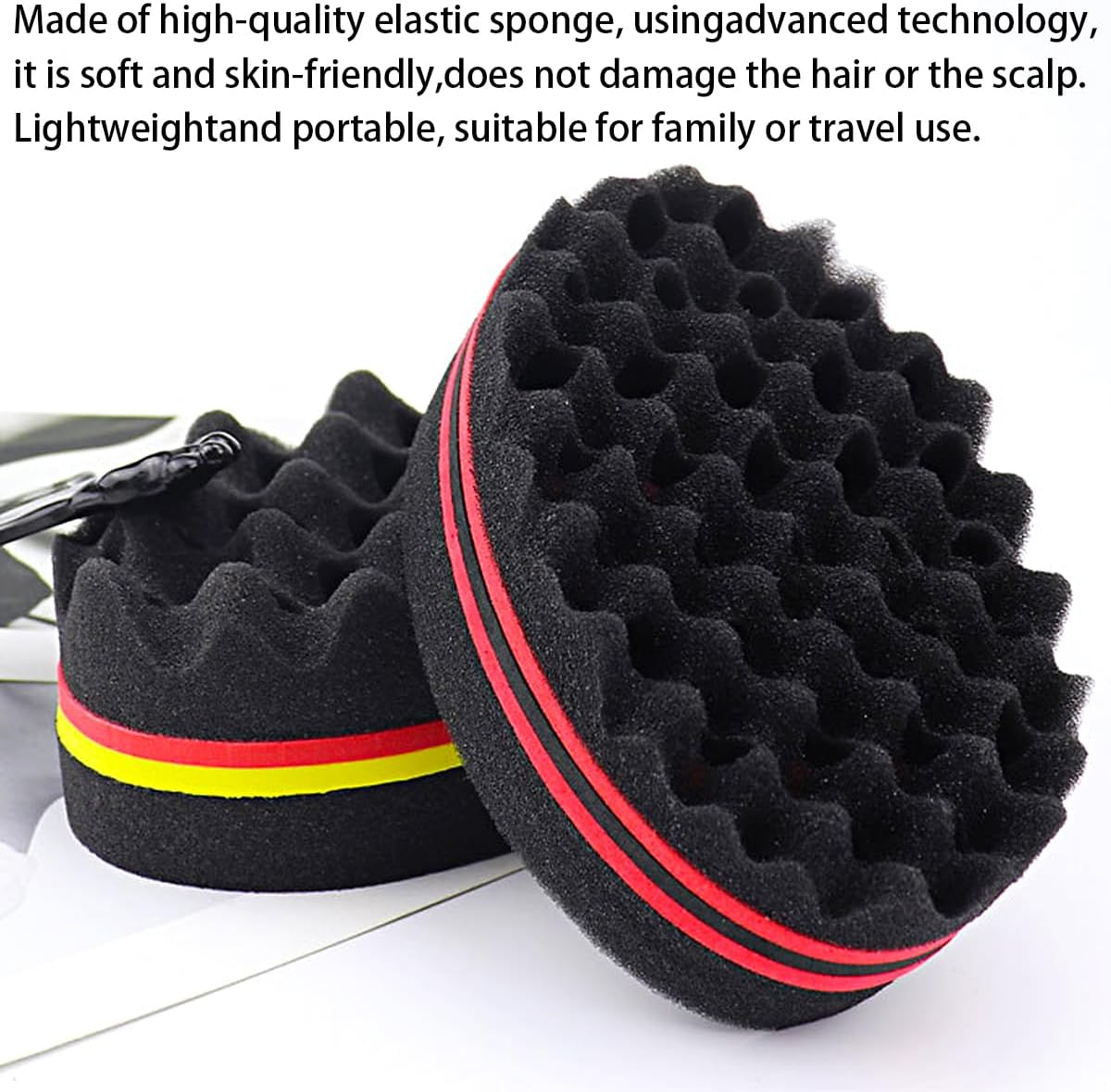 ARJDXDP Pack of 4 Twist Sponge Afro Comb Magic Curl Sponge Hair Brush Sponge Holes Hair Sponge Curls Afro Double-Sided Magic Curl Sponge and Curler Gloves Twist Barber Tool image number 6