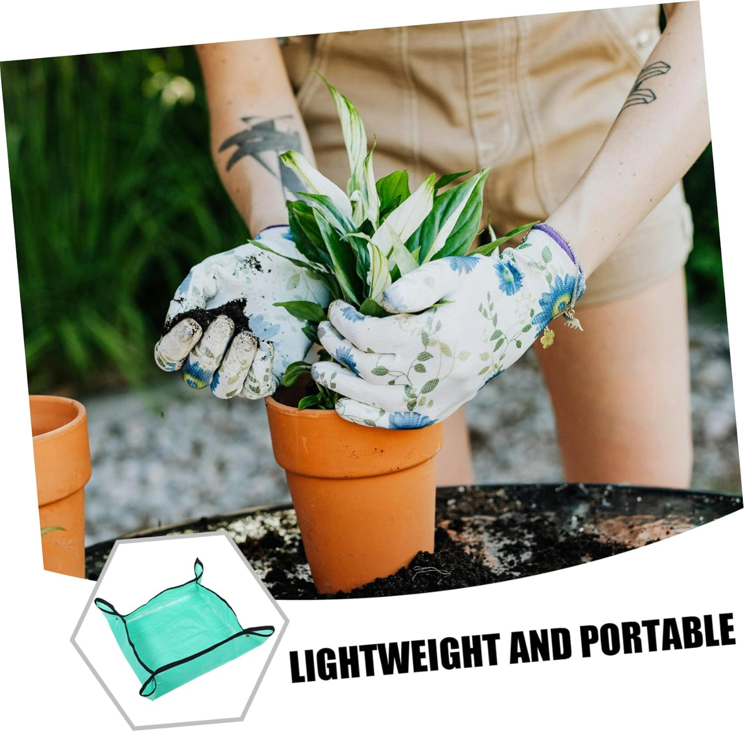 DECOMELODY Indoor Plant Potting Soil Mat Multi-Use Home Gardening Mats for Soil Changing Pe Material image number 5