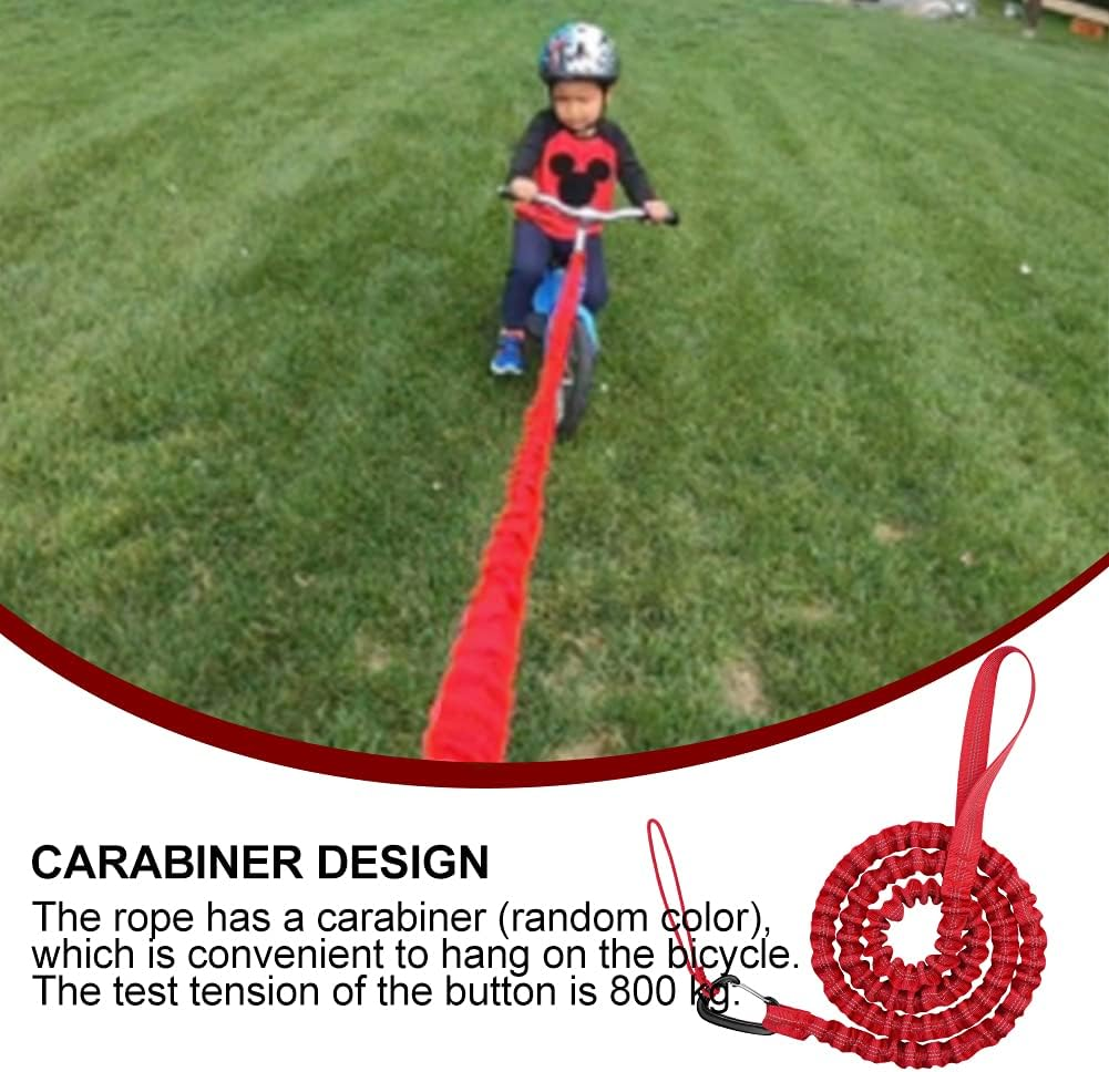 Bike Bungee Tow Rope for Kids,Child Bike Stretch Bungee Cord Pull behind Attachment High Strength MTB Elastic Rope(Red)