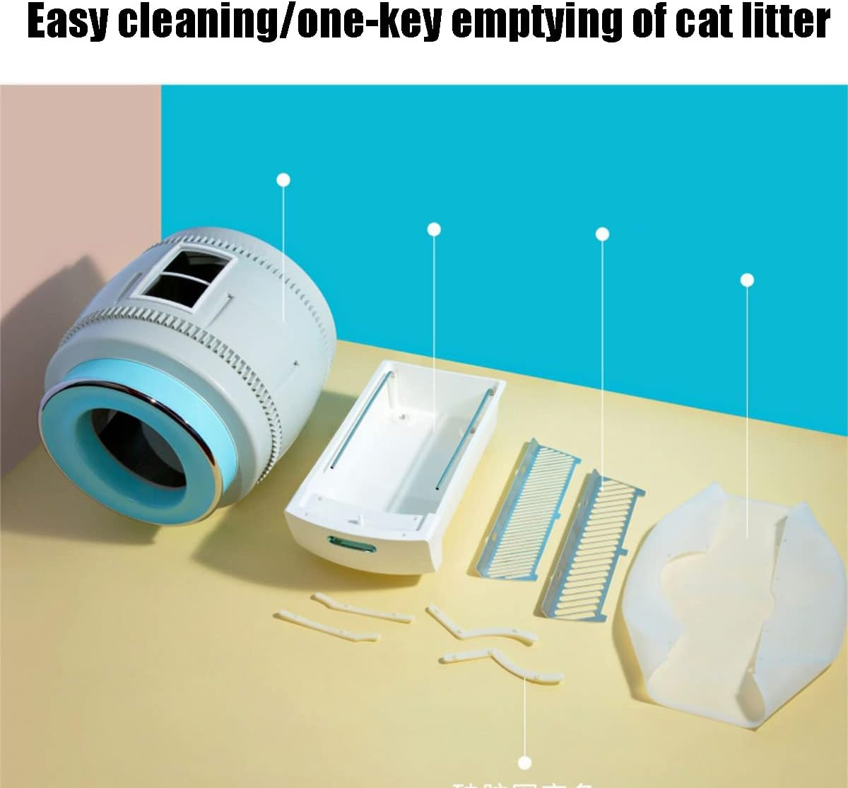 Self Cleaning Cat Litter Tray, Odor Removal, APP Control, Smart Robot Toilet with Closed Sandbox for Multiple Cats, Automatic Cat Litter Box Self Cleaning Smart 9L Large Space Cats Litter Box App image number 3