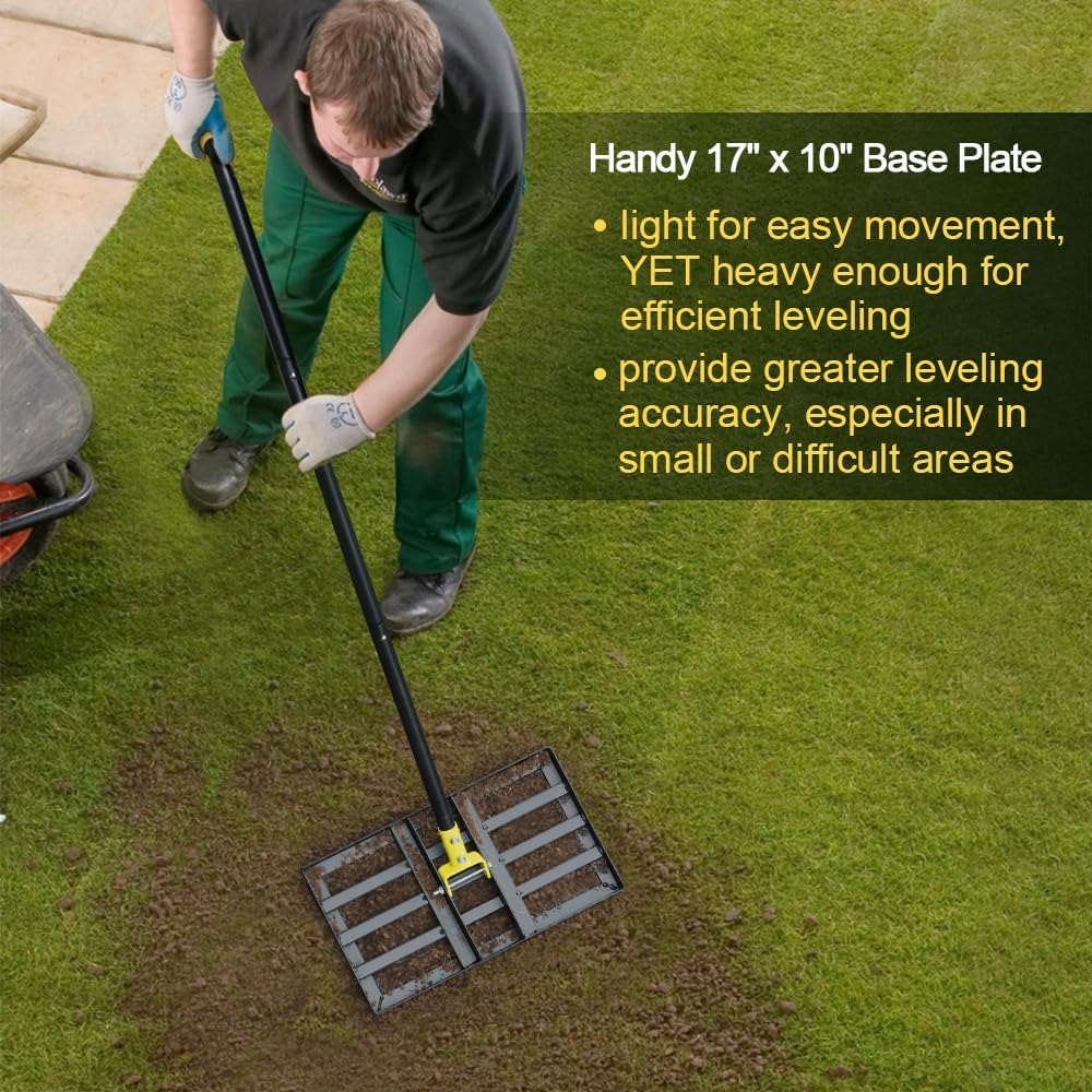 Colwelt Lawn Leveling Rake17 X10, Lawn Leveler Rake with Great Leveling Accuracy, Leveling Rake for Soil with 77&rsquo;&rsquo; Adjustable Curved End Grip Handle, Lawn Leveling Tool Yard Leveler for Leveling Soil image number 4
