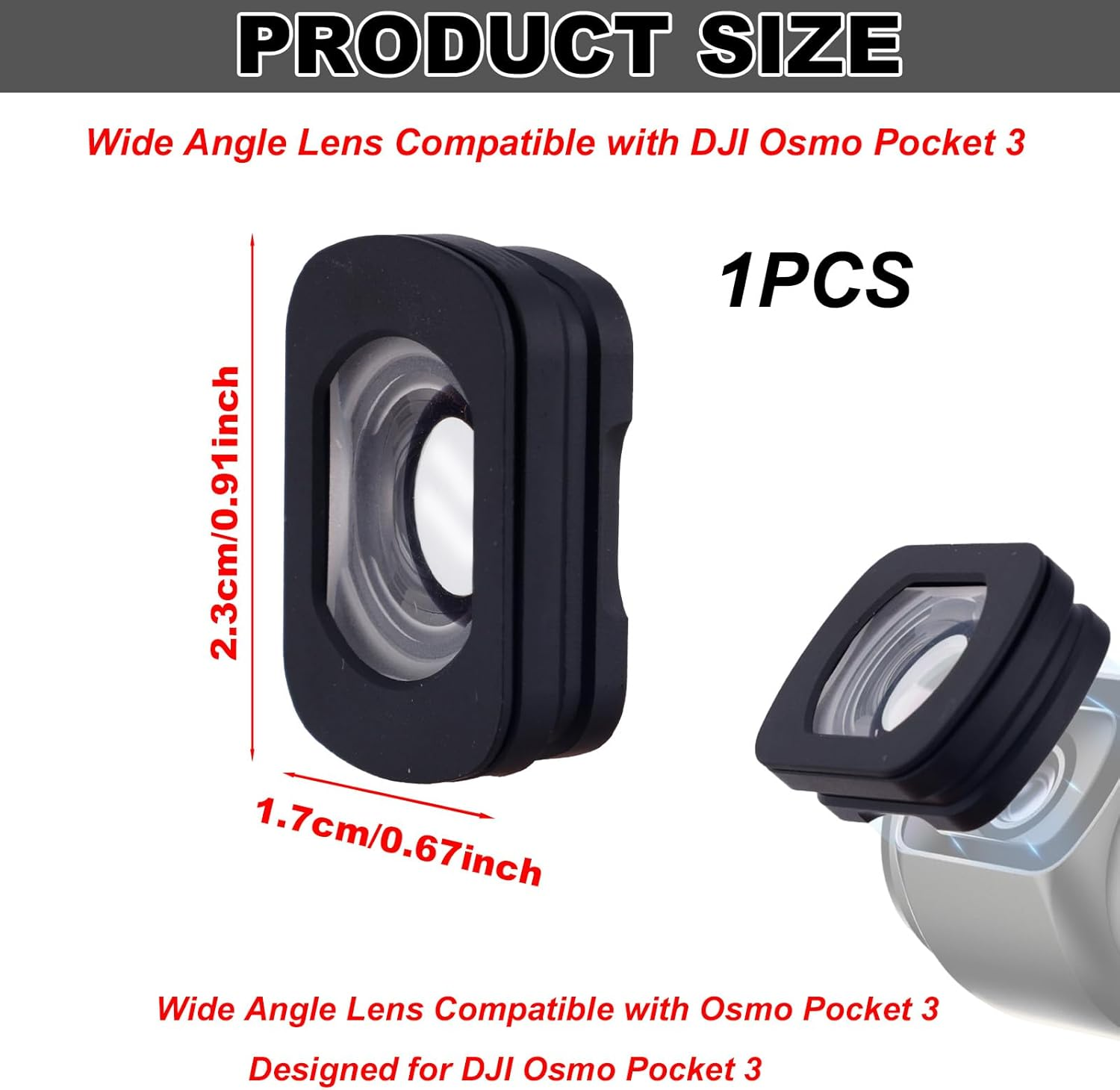 Magnetic Attach Wide Angle Lens Compatible with DJI Osmo Pocket 3, 112&deg; HD Optical Glass Lens with Double-Sided Coated for Osmo Pocket 3 Accessories image number 5