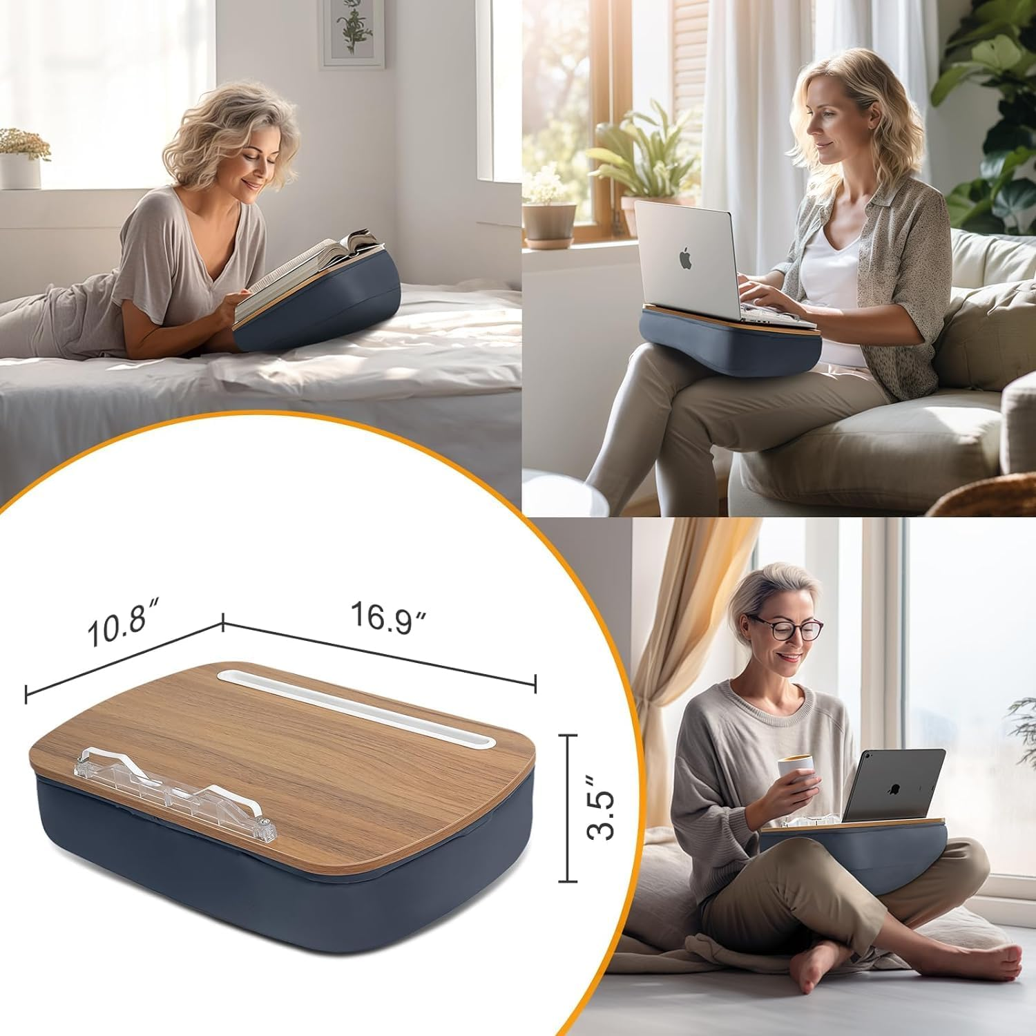 Lap Beanbag Book Stand for Reading, Comfortable Pillow Book Holder for Sofa, Bed, Desk, Hands-Free, Minimize Neck Strain, Gift for Book Lovers, Compatible with Laptop and Tablet (Gray)