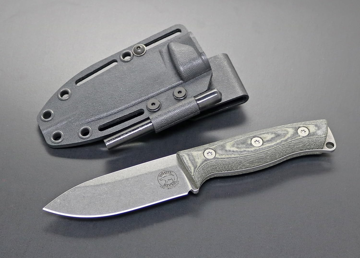 White River Ursus Cub, Black and Olive Drab Linen Micarta Handle