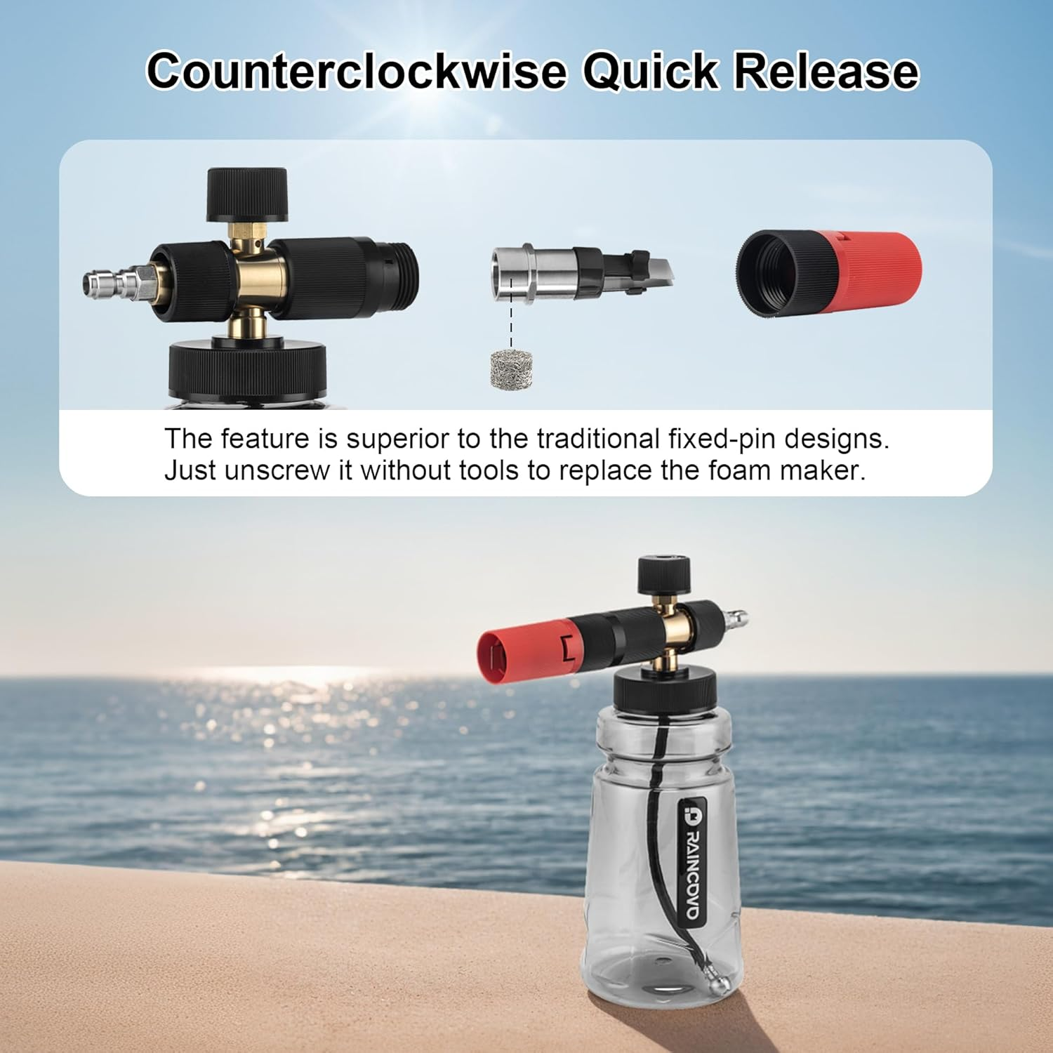 Foam Cannon Wide Mouth for Pressure Washer, Thick Snow Foam Lance for Car Wash, Adjustable Soap Cannon with 1/4 Inch Quick Connector, Additional 1.1Mm Orifice Nozzle image number 4