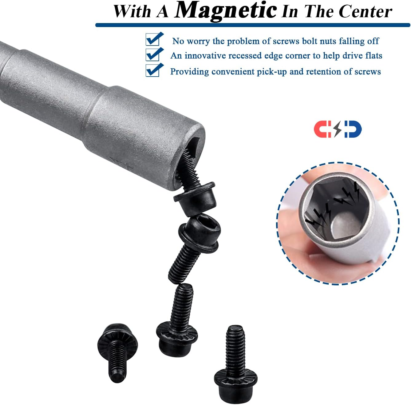 Bestgle 6 Pcs Magnetic Power Impact Nut Driver Set 1/4 Inch Hex Shank Professional Grade Socket Nut Setters for Electric Hand Drill/Lithium Drill/Pneumatic Screwdriver/Impact Driver, 150Mm Length image number 5