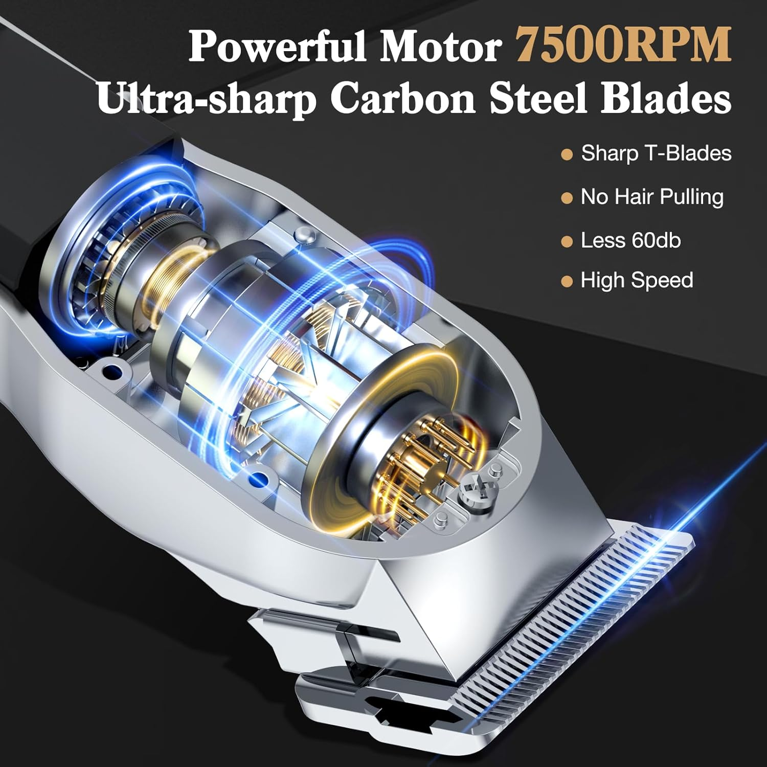 Ufree Hair Clippers for Men Professional, Barber Clippers and Trimmers Set, Cordless Hair Clippers for Hair Cutting Kit with LED Display, Electric Hair Trimmer, Gifts for Men, Silver image number 5