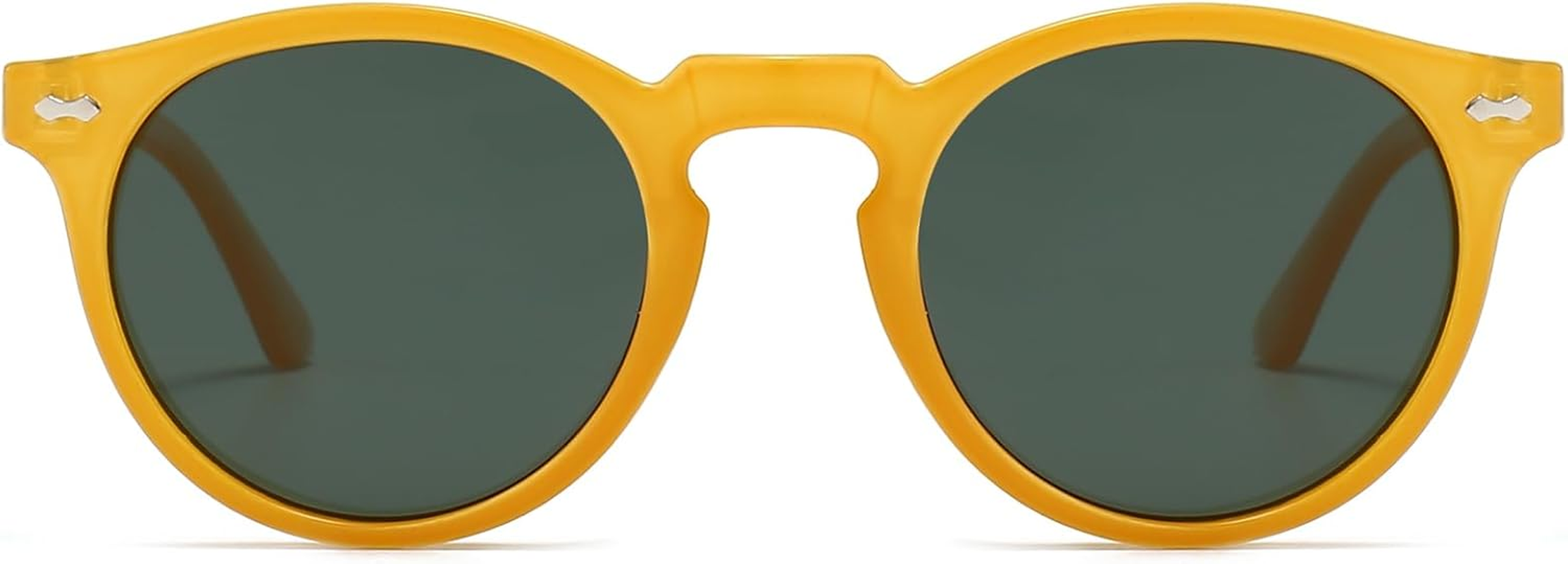 GNOLONG Polarized round Sunglasses for Women Men Vintage Retro Small Oval Polarized 90S Sunglasses UV400 Protection - Brown/Brown image number 1