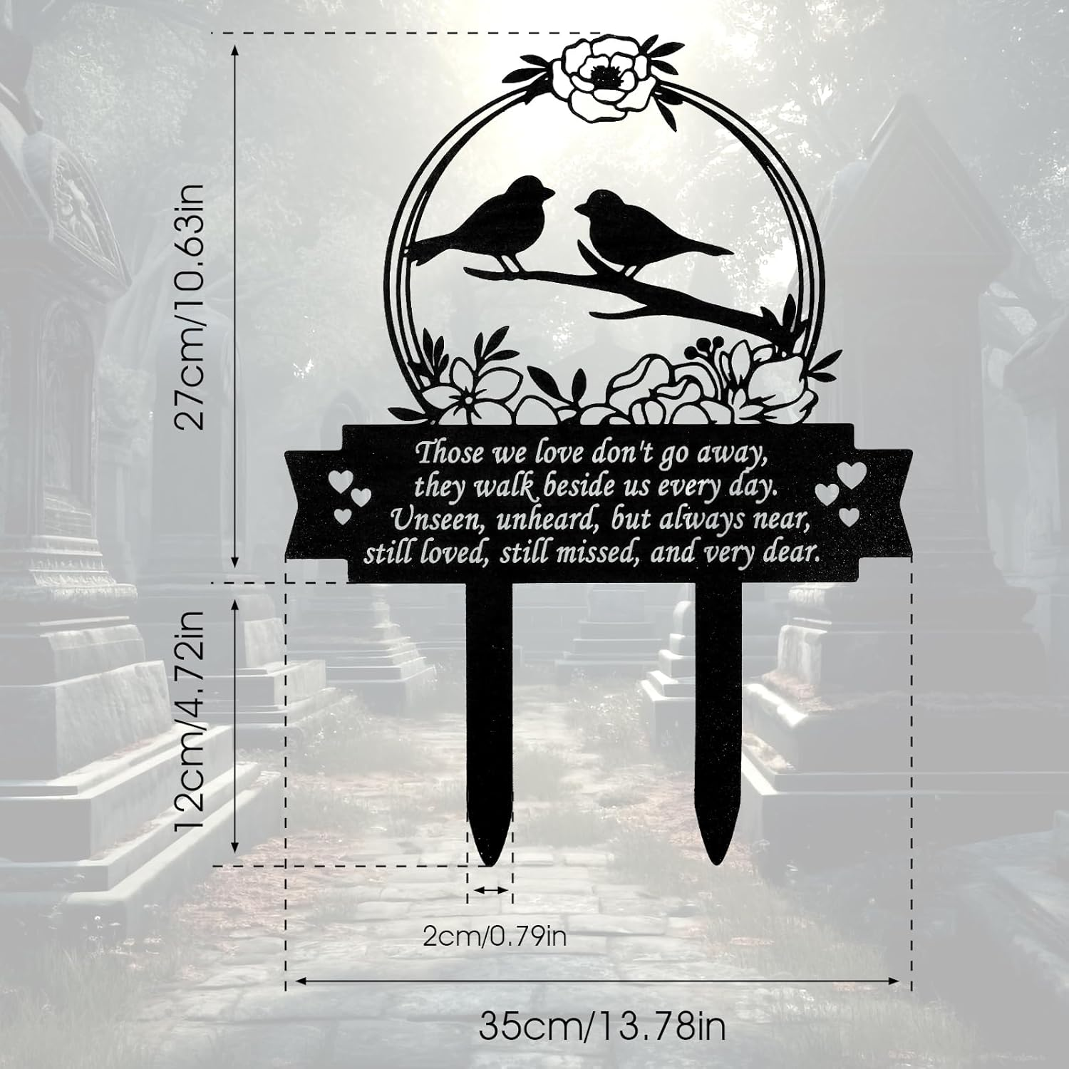 Memorial Stakes Rust-Proof Metal Memorial Grave Markers Sympathy Bird Grave Memorial Plaques Meaningful Sympathy Grave Plaque Garden Grave Decorations for Outdoor Garden Yard image number 3