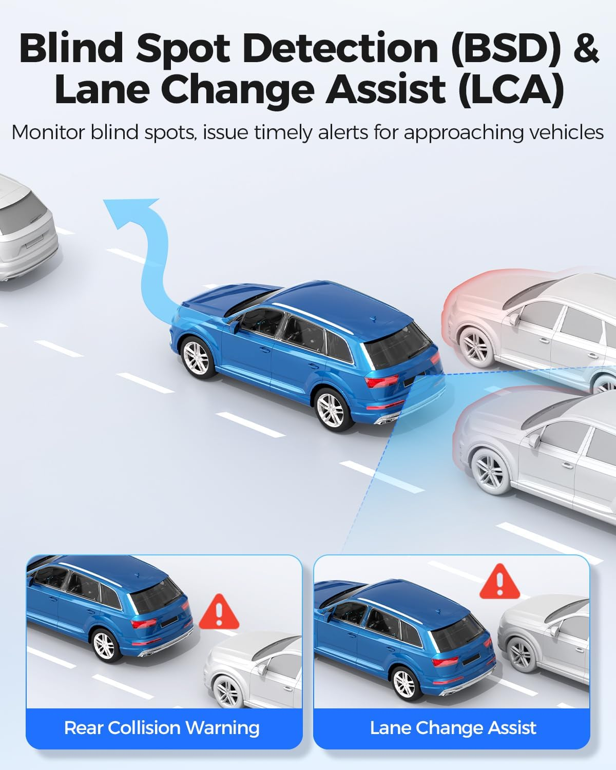 AZDOME PG17 Max 4K+2.5K Mirror Dash Cam with ADAS, BSD and LCA, 12" Rear View Mirror Camera with 5Ghz Wifi and Voice Control, Rearview Mirror Backup Camera Includes 64GB Card, GPS, Parking Monitor image number 2