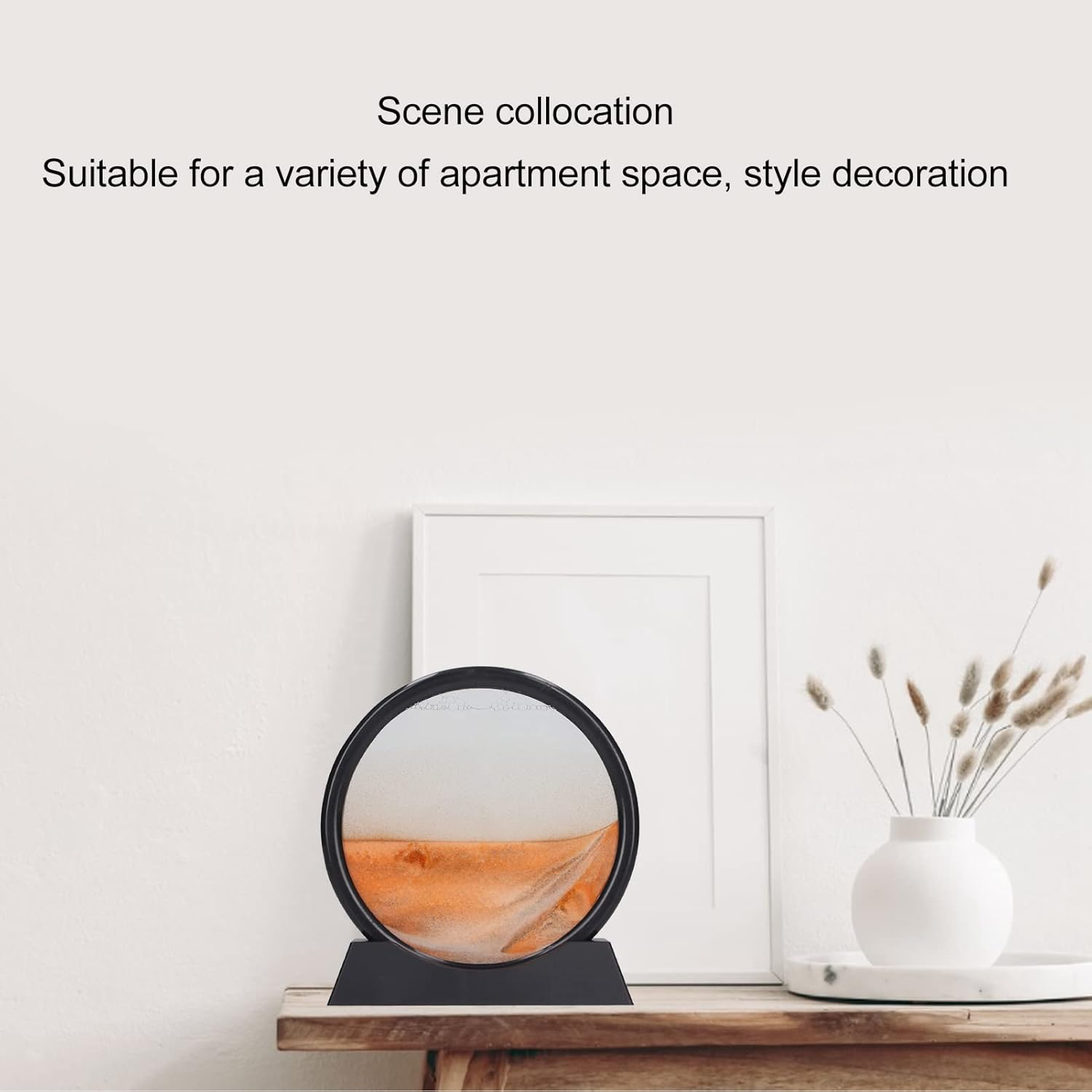 Moving Sand Art Picture, round Glass 3D Deep Sea Sandscape in Motion Display, Quicksand Painting Decor, Relaxing Desktop Toy for Kids, Adults, Home and Office Decor (Yellow)