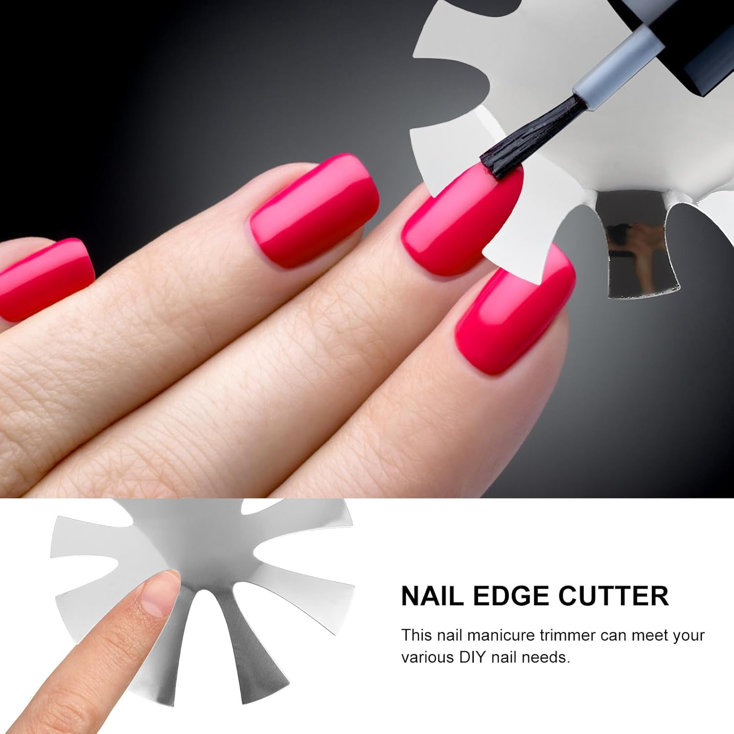 Gatuida 3Pcs Acrylic Nail Trimmer Plates Nail Shaping Cutter Templates Silver French Manicure Steel Modules for DIY Art and Thick Care image number 1