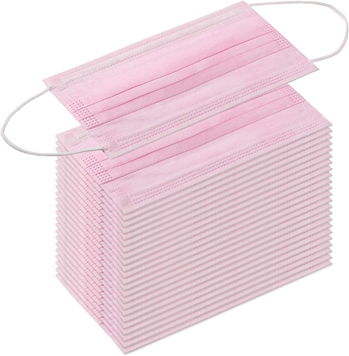 50Pcs Disposable_Face_Mask 3 Ply Face Mouth Protection Shield Filter Breathable (50 Pcs Pink) image number 2