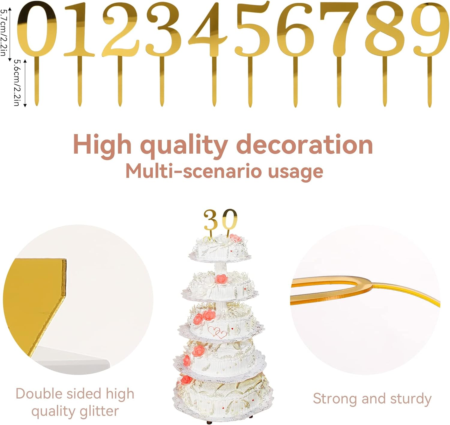 0-9 Number for Cake Topper, Shiny Acrylic Number Cake Toppers Cake Decorations Birthday Party Cake Topper for Birthday Party Wedding Anniversary image number 6