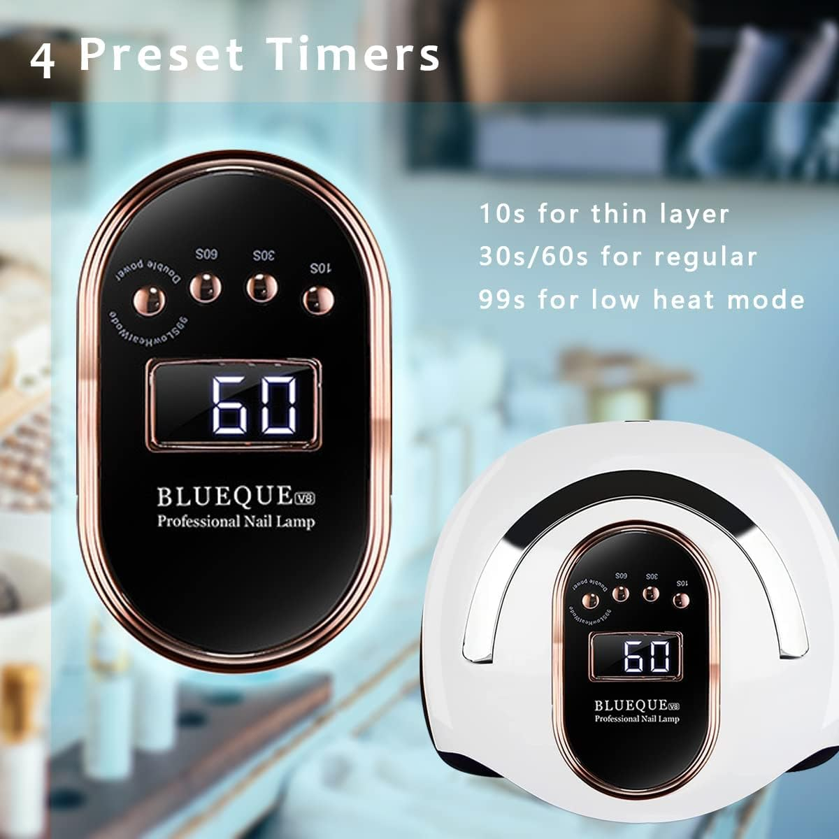 Zalati Nail Lamp 120 W LED UV Light Curing Lamp with 4 Timers Portable Handle Quick Drying for Nail Art Care Tool - 120 W image number 5