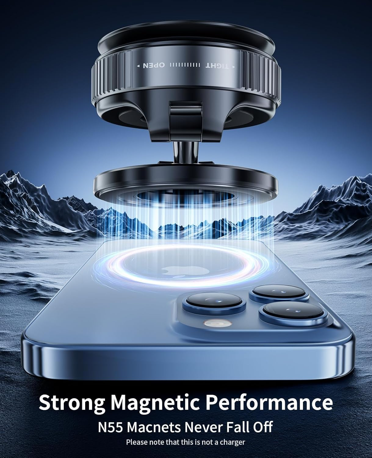 Vacuum Magnetic Phone Holder for Car,Suction Cup Phone Mount[Mag Safe],Foldable Vacuum Magnetic Phones Stand,Magsafe Car Mount for All Smartphones & All Vehicle & Gym/Bathroom Mirror image number 1