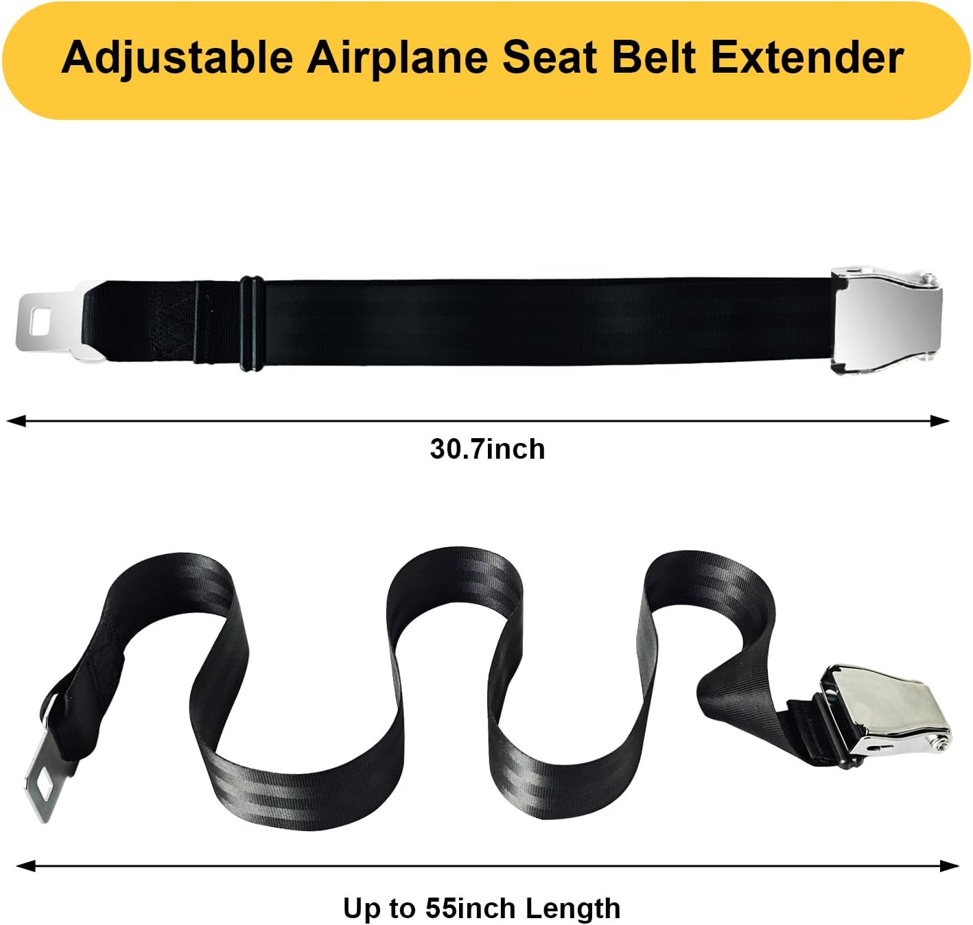Airplane Seat Belt Extender,Plane Travel Essentials for Pregnant Fat Large Waist Women Men,130Cm Adjustable Seat Belt Extender for Airplane,Safety Aircraft Belt Accessories image number 1