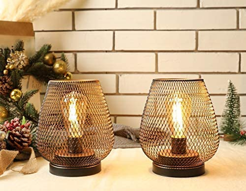 JHY DESIGN Set of 2 Metal Cage LED Lantern Battery Powered Cordless Accent Light with LED Great for Weddings Parties Patio Events for Indoors Outdoors image number 5