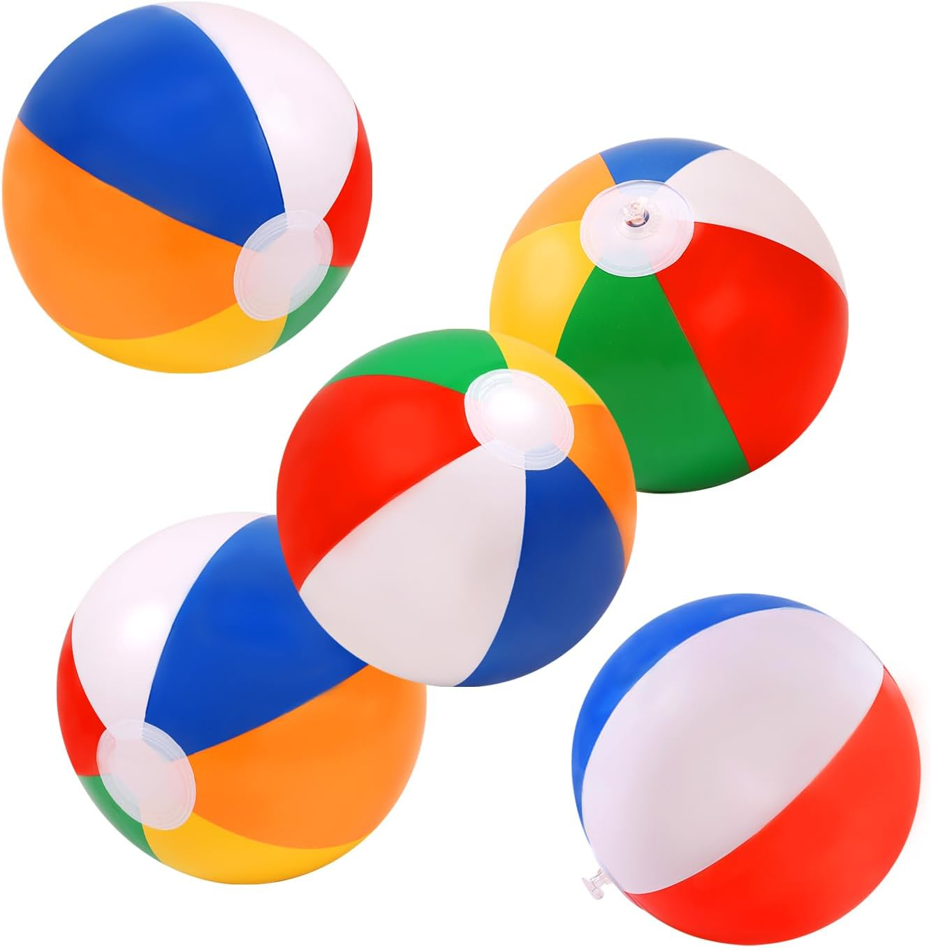 5 Packs 24" Inflatable Large Beach Balls Rainbow Color Pool Ball Pool Toys Pool Balls for Swimming Pool Beach Ball Party Favor Beachball Balloons for Kids&Adults image number 4