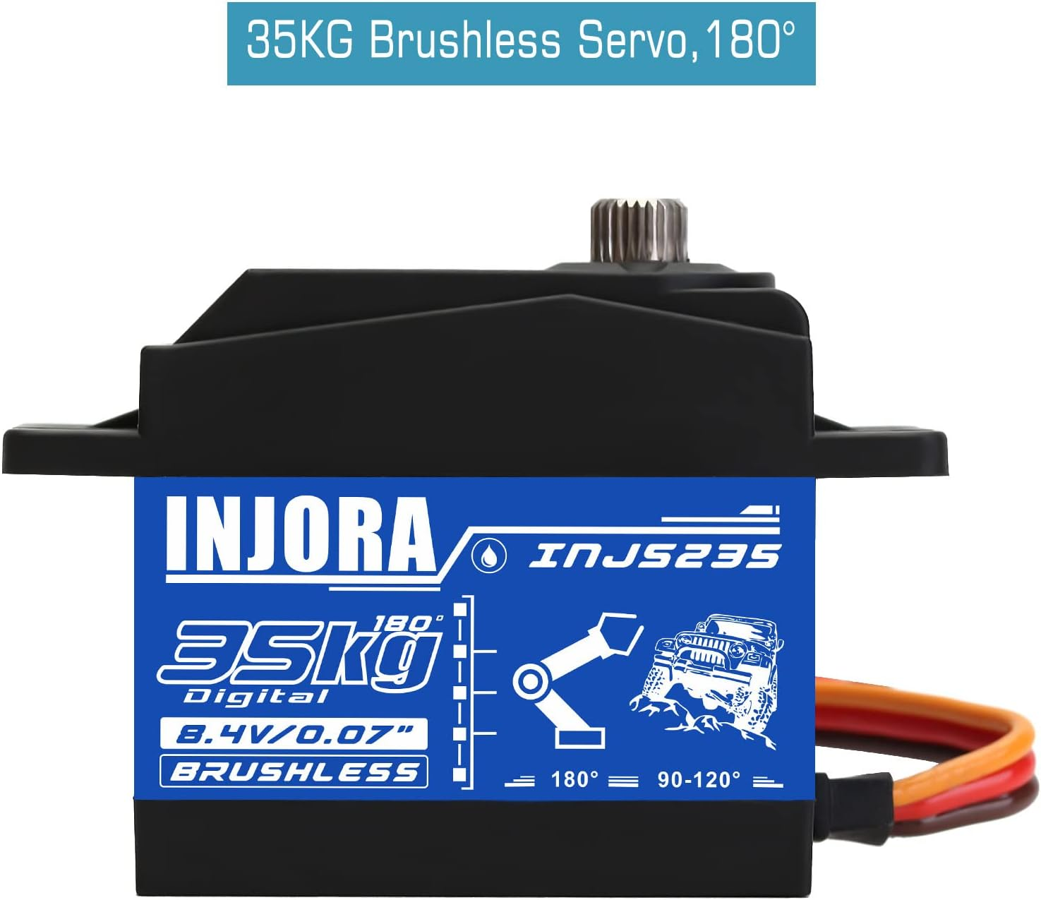 INJORA RC 35KG Brushless Waterproof High Voltage Servo Motor - High Torque Digital for 1/10 1/8 RC Car Model image number 1