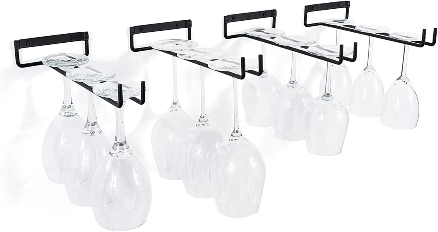 2 Pack Wine Glass Racks,Wall Mounted Hanging Rack Shelf Wine Cup Display Stand for Cabinet,Under Cabinet Wine Rack Glass Holder for Bar Kitchen (30 Cm) image number 3