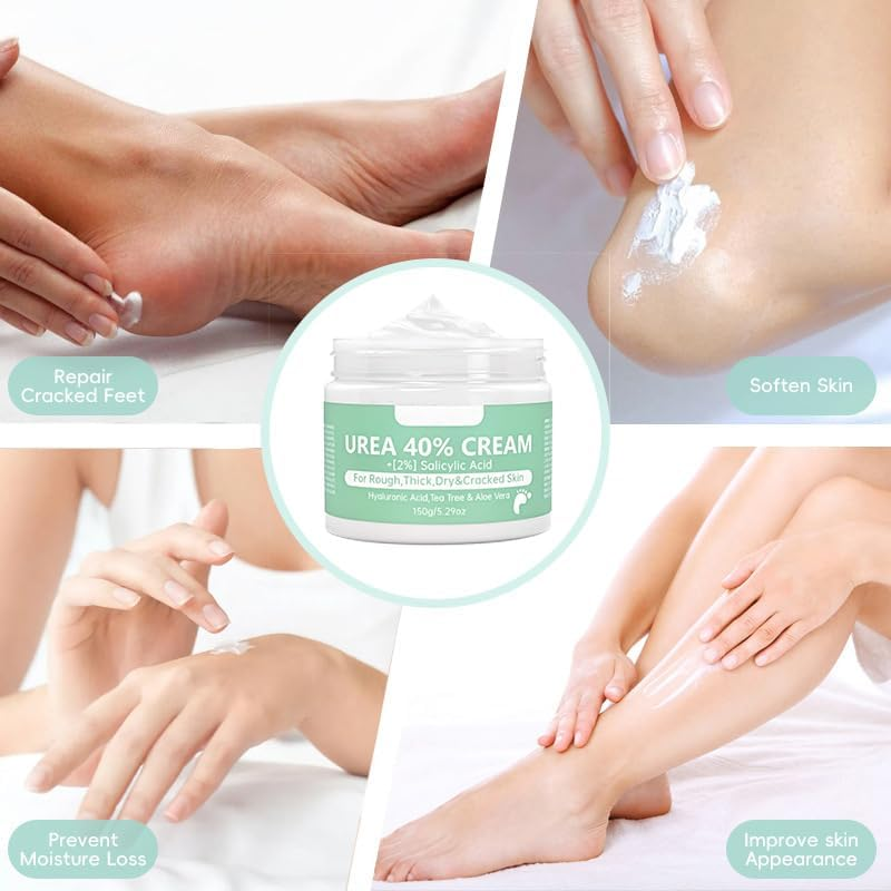 Urea Cream 40 Percent for Feet plus 2% Salicylic Acid 5.29 Oz || Foot Cream and Hand Cream Maximum Strength with Hyaluronic Acid, Tea Tree, and Aloe Vera for Deep Moisturizes, Callus Remover (1) image number 4