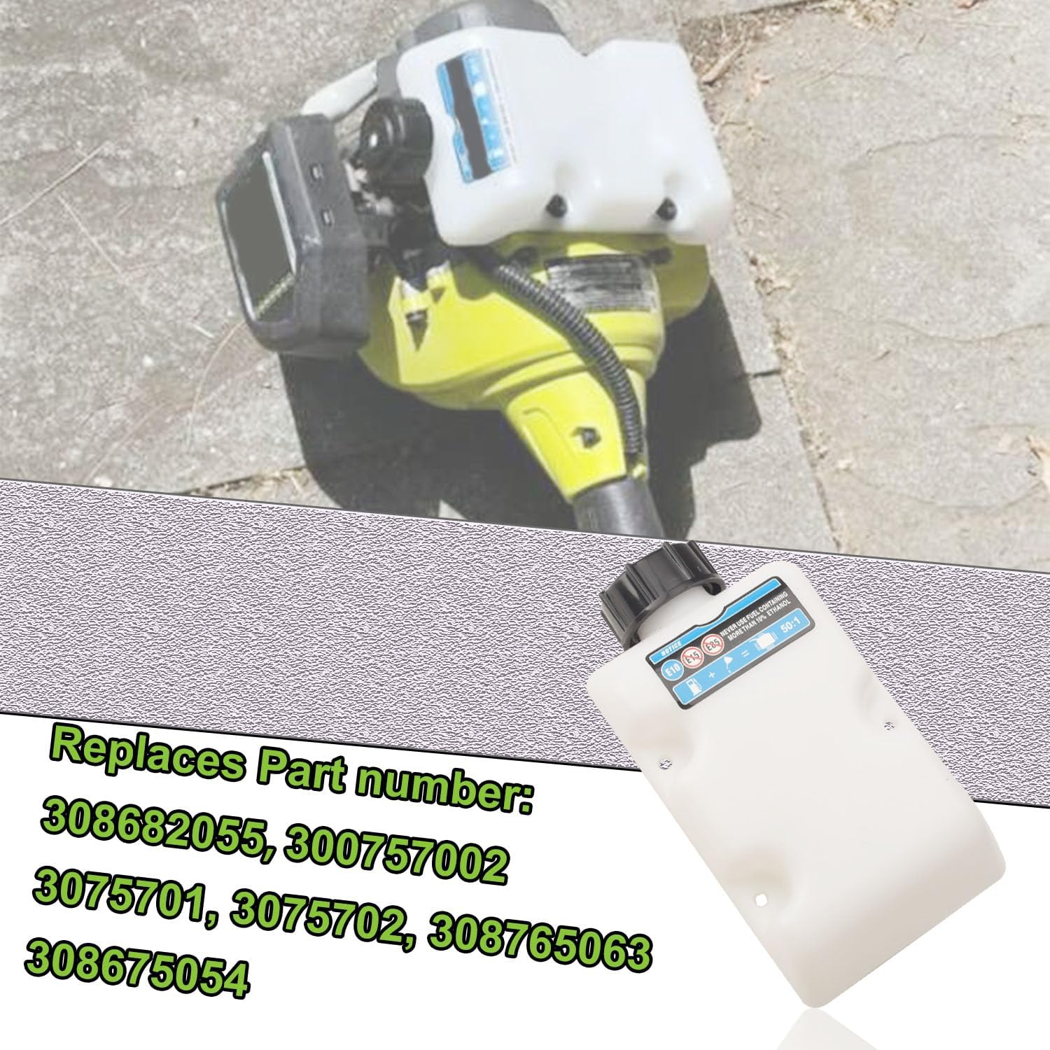 308682055 Fuel Tank Assembly/Replacement Gas Tank with Lines & Filter Compatible with to Ro, Ho Melite, for Ry Obi String Trimmer RY251PH, RY252CS, RY253SS, RY254BC, RY252C Trimmer