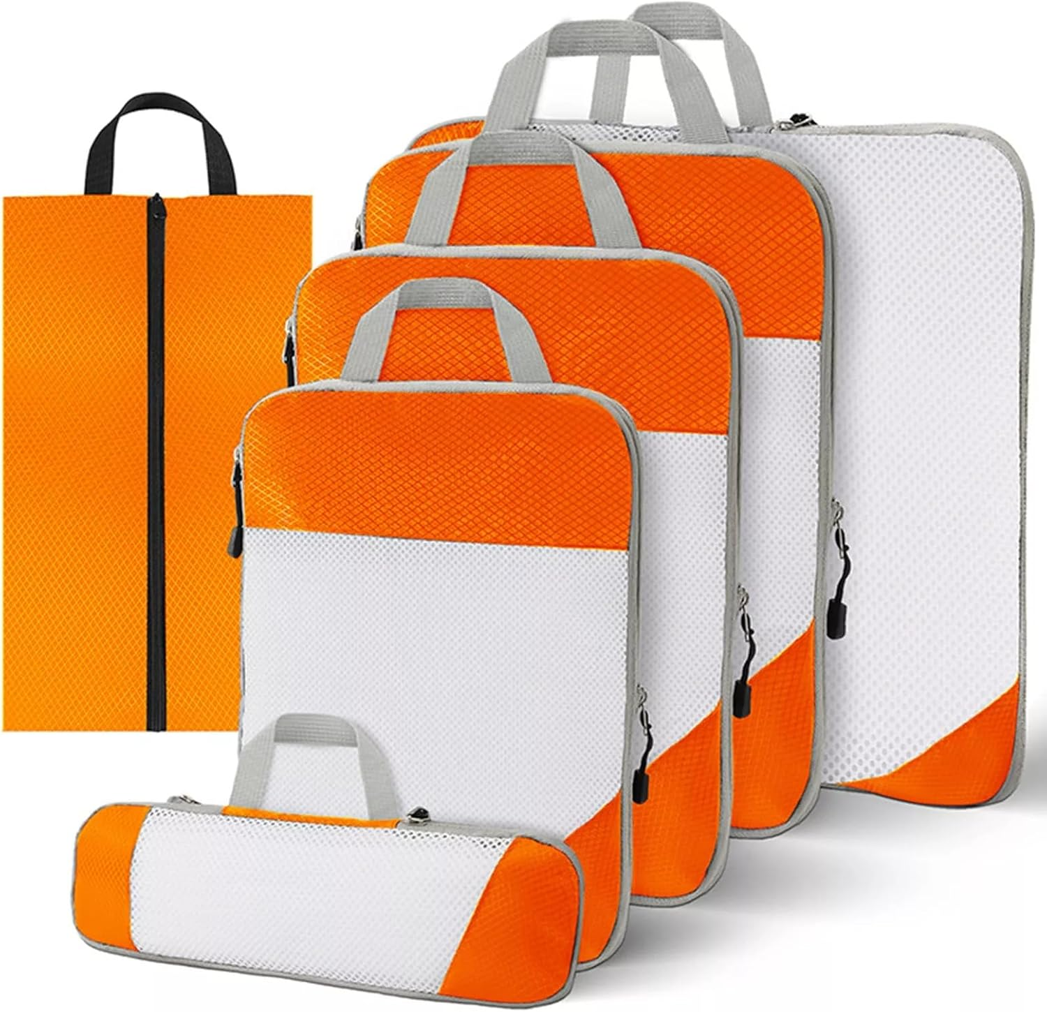 6Pcs Compression Packing Cubes Expandable Storage Travel Luggage Bags Organizer (Navy Blue) - Navy Blue image number 2