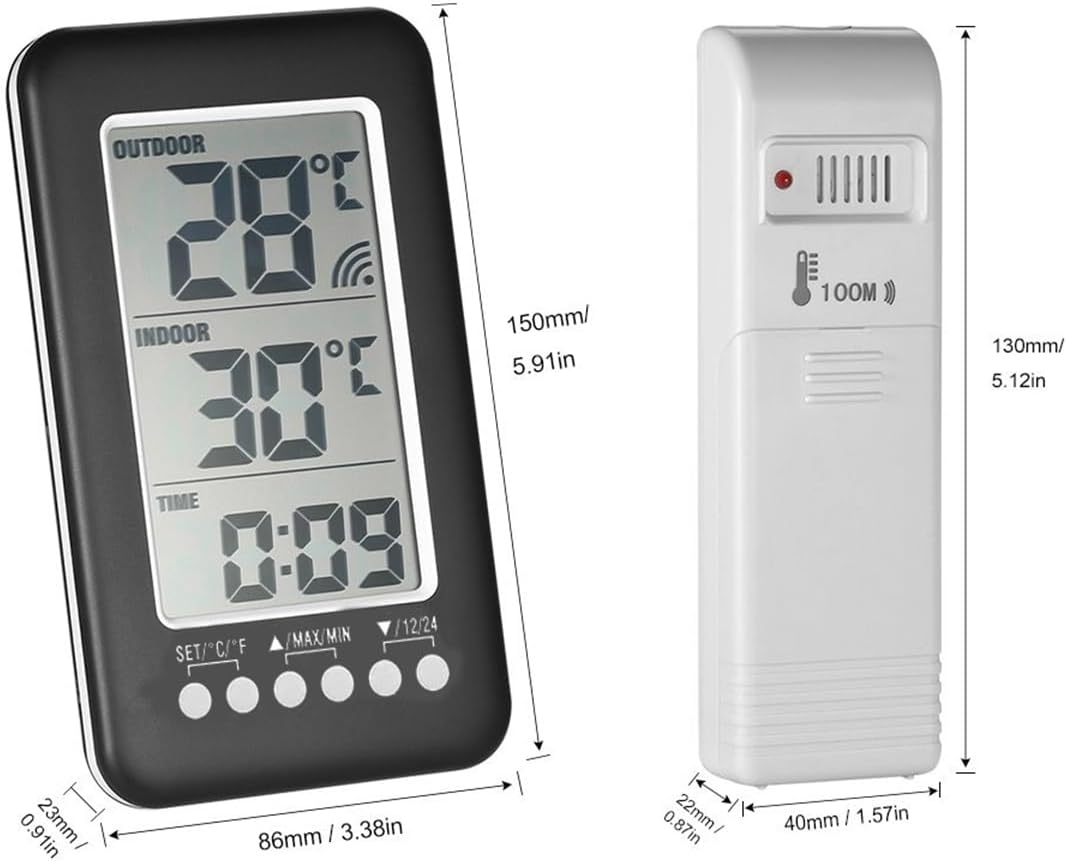 Meichoon Wireless Thermometer,Indoor & Outdoor Weather Station Digital Temperature Monitor Thermometer with Remote Control,Household Refrigerators,Ice Storage,Maximum and Minimum image number 3