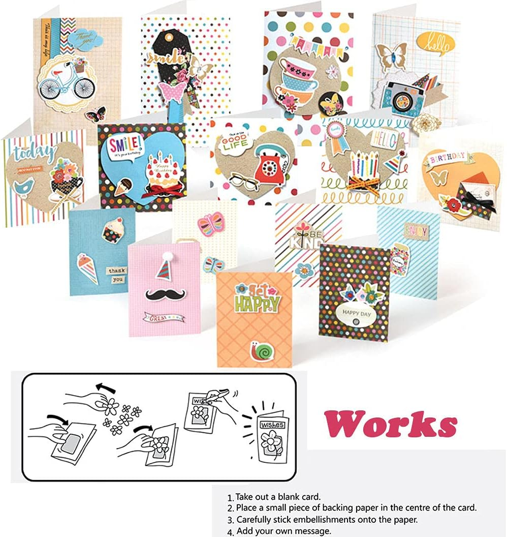 Huralona Handmade DIY Greeting Card Kits Includes 16 Blank Cards 16 Colorful Envelopes with Decoration Accessories for Craft Birthday Thanksgiving Christmas Wedding Invitation Card Making Green - Orange image number 4