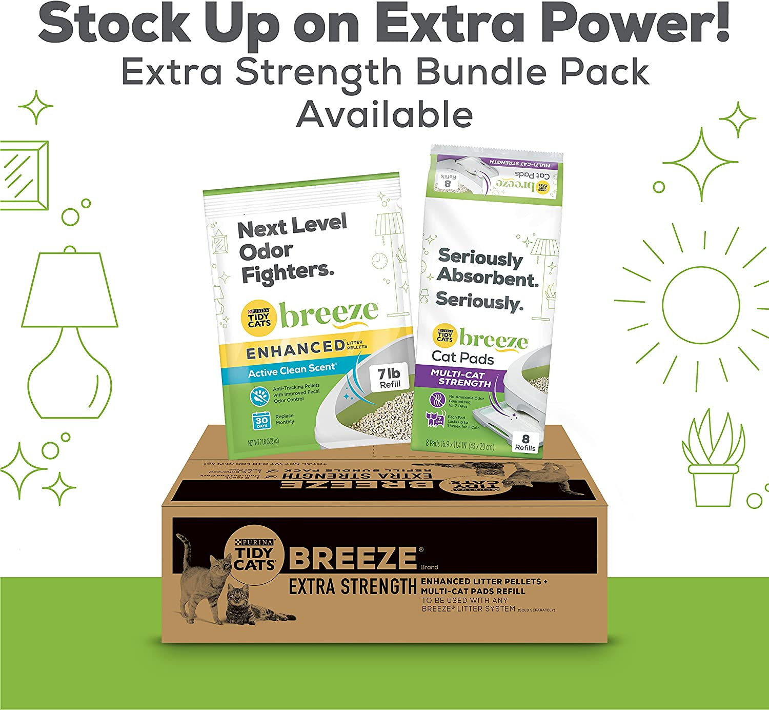 Purina Tidy Cats Cat Litter Box Accessories, BREEZE Refill Litter Pellets & Cat Pads Multi Cat Litter - 7.91 Lb. Box