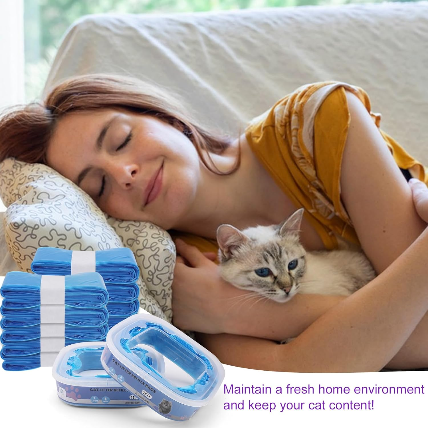 Pack of 10 Refill Films for Litter Genie Standard, Plus, XL, Style, Cat Litter Refill Bag, Waste Bag, 100% Odour Protection