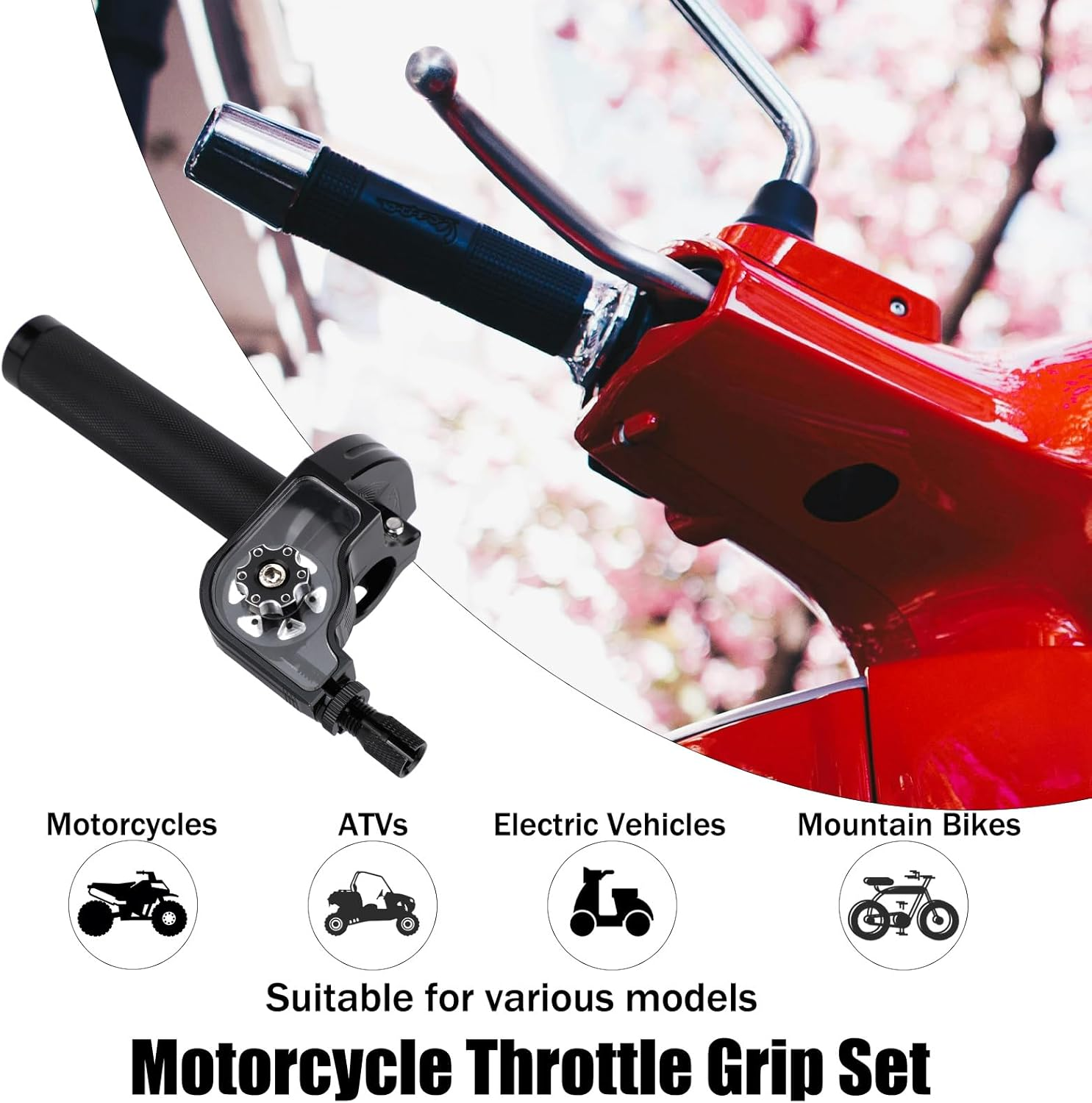 6Pcs Motorcycle Throttle Grip Assembly Kit, 7/8" 22Mm CNC Aluminum Quick Twist Throttle with Cable for Dirt Pit Bike ATV CRF KLX SSR TTR 50Cc 110Cc 125Cc 250Cc Motocross (Black) image number 1