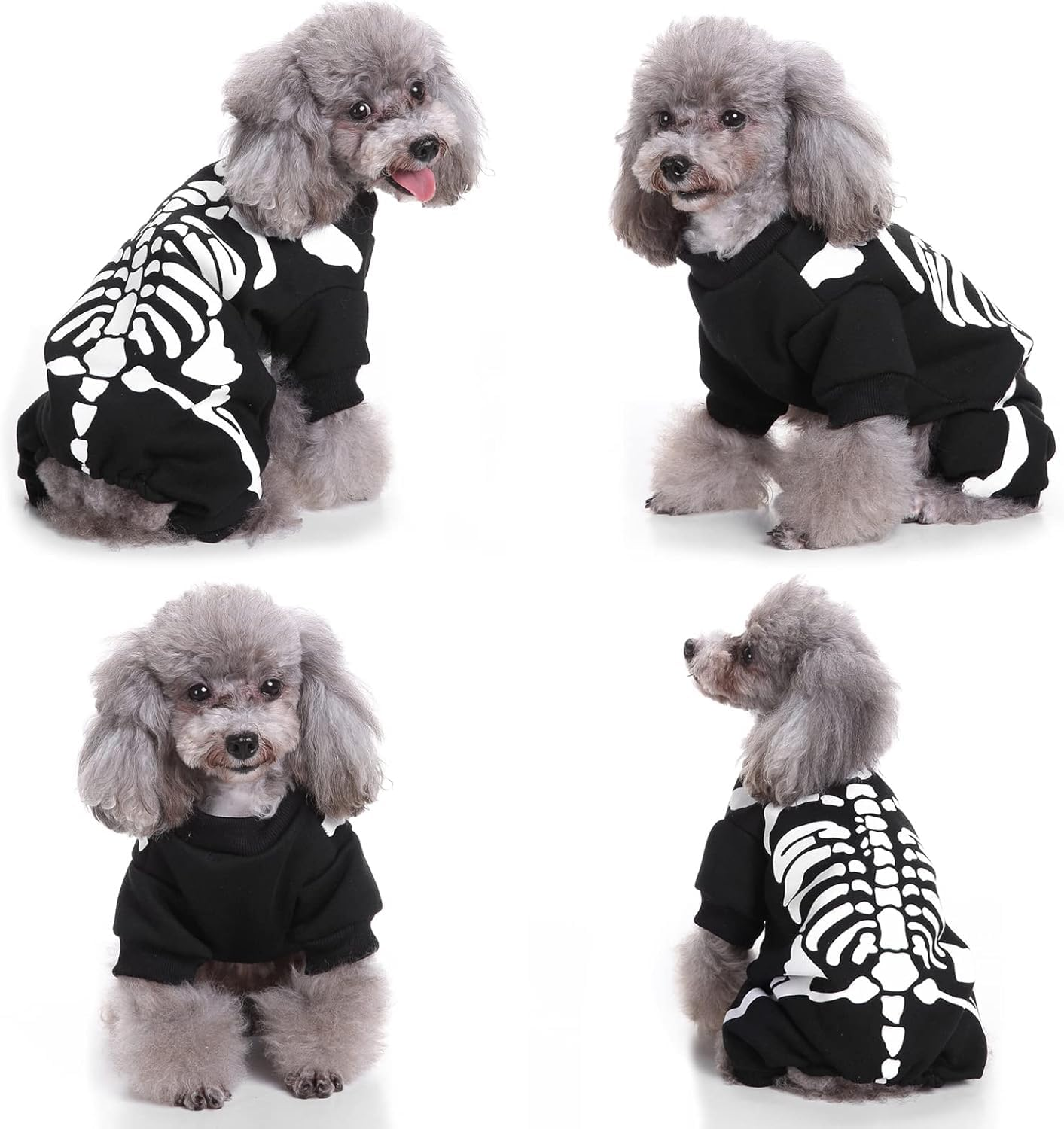 Skeleton Halloween Costumes Dog Skeleton Costumes, Halloween Costumes for Small Medium Dogs, Pet Skeleton Costume for Halloween Christmas Photo Props Accessories (Black, M) image number 1